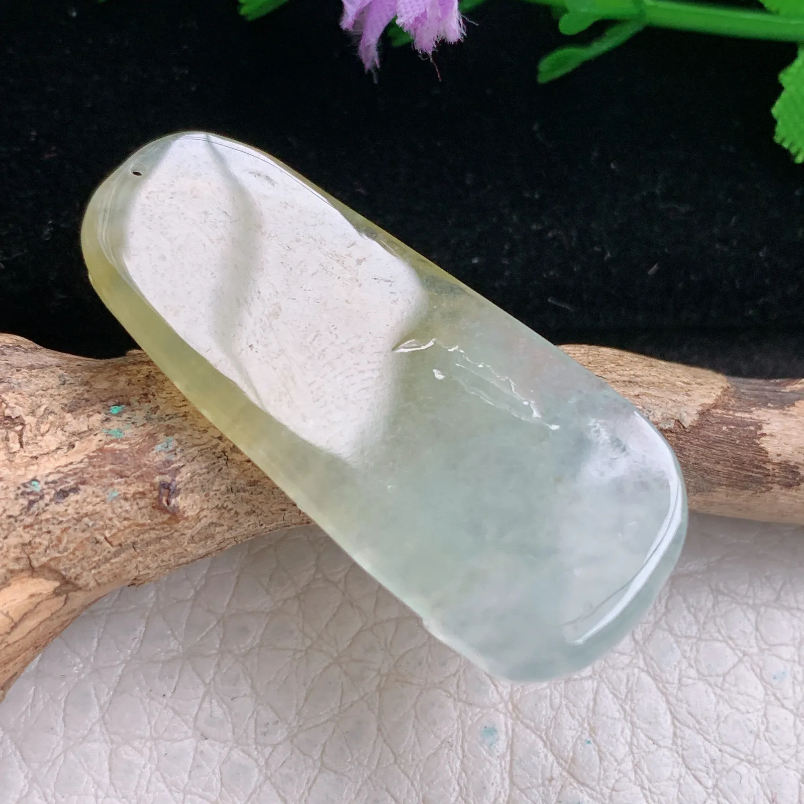 yn实拍40*17.8*4.5缅甸翡翠精雕冰双彩山水 大好河山玉吊坠 玉挂坠