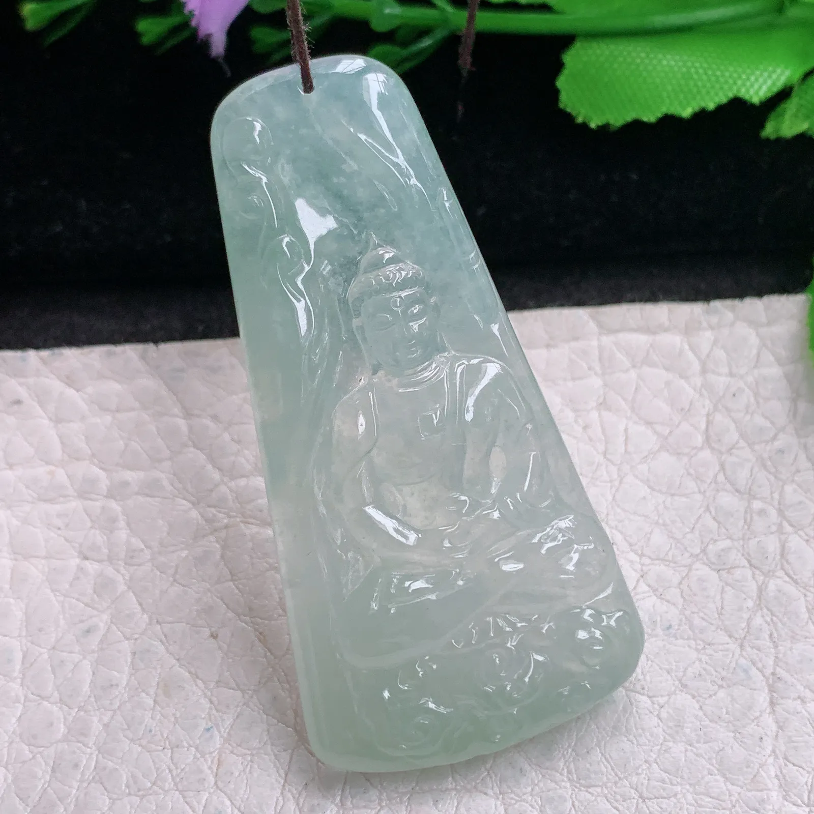 yn实拍51.5*26*5.3缅甸翡翠精雕冰晴大日如来佛祖玉吊坠 玉挂坠