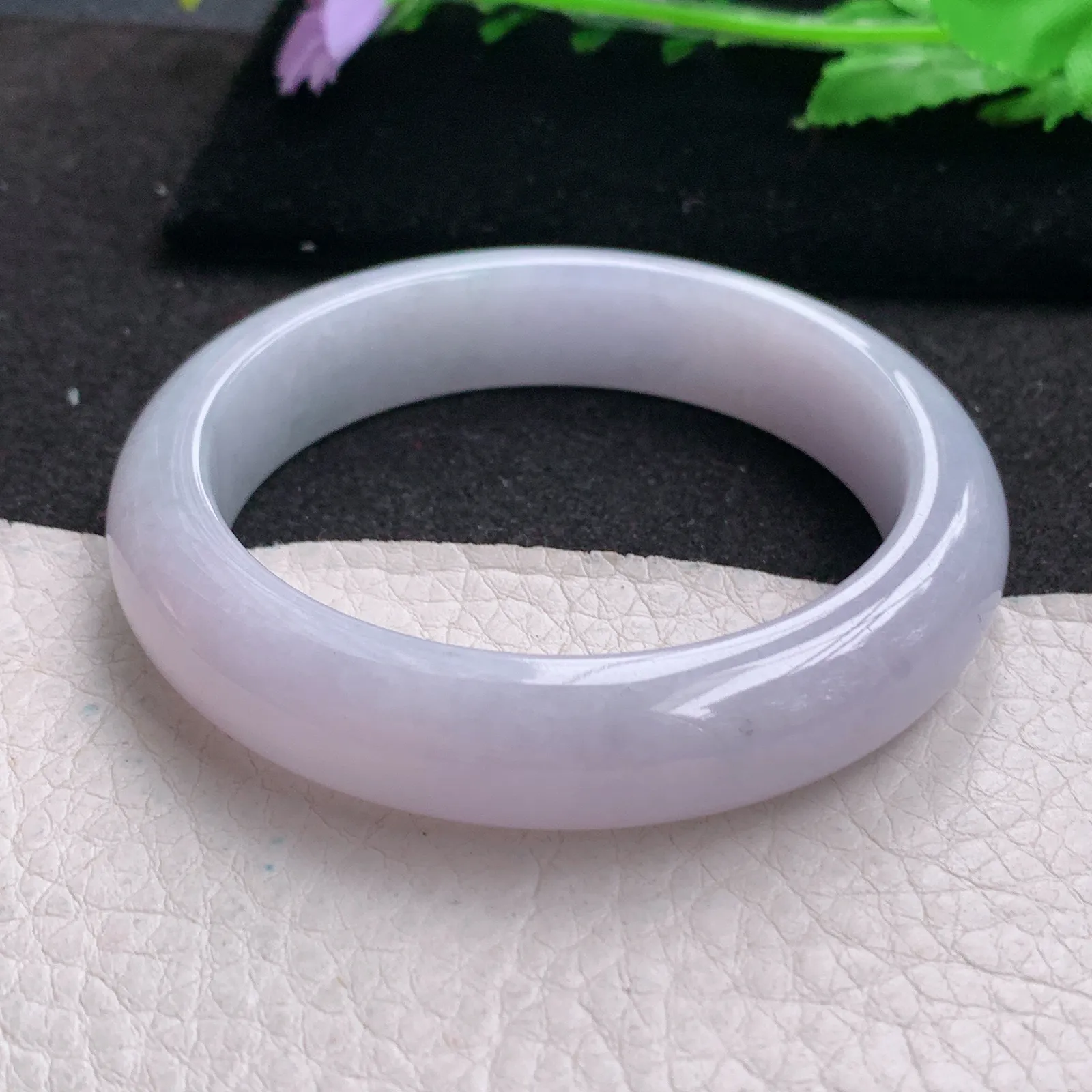 nr实拍53.5*12.5*8.3平安镯 缅甸翡翠a货玉手镯紫罗兰色水润宽边玉手环