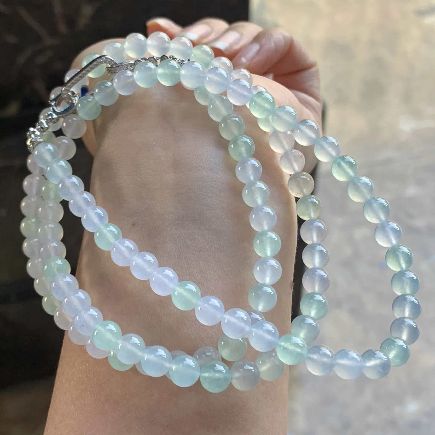 冰种晴水珠链^_^清新冰透 尺寸6