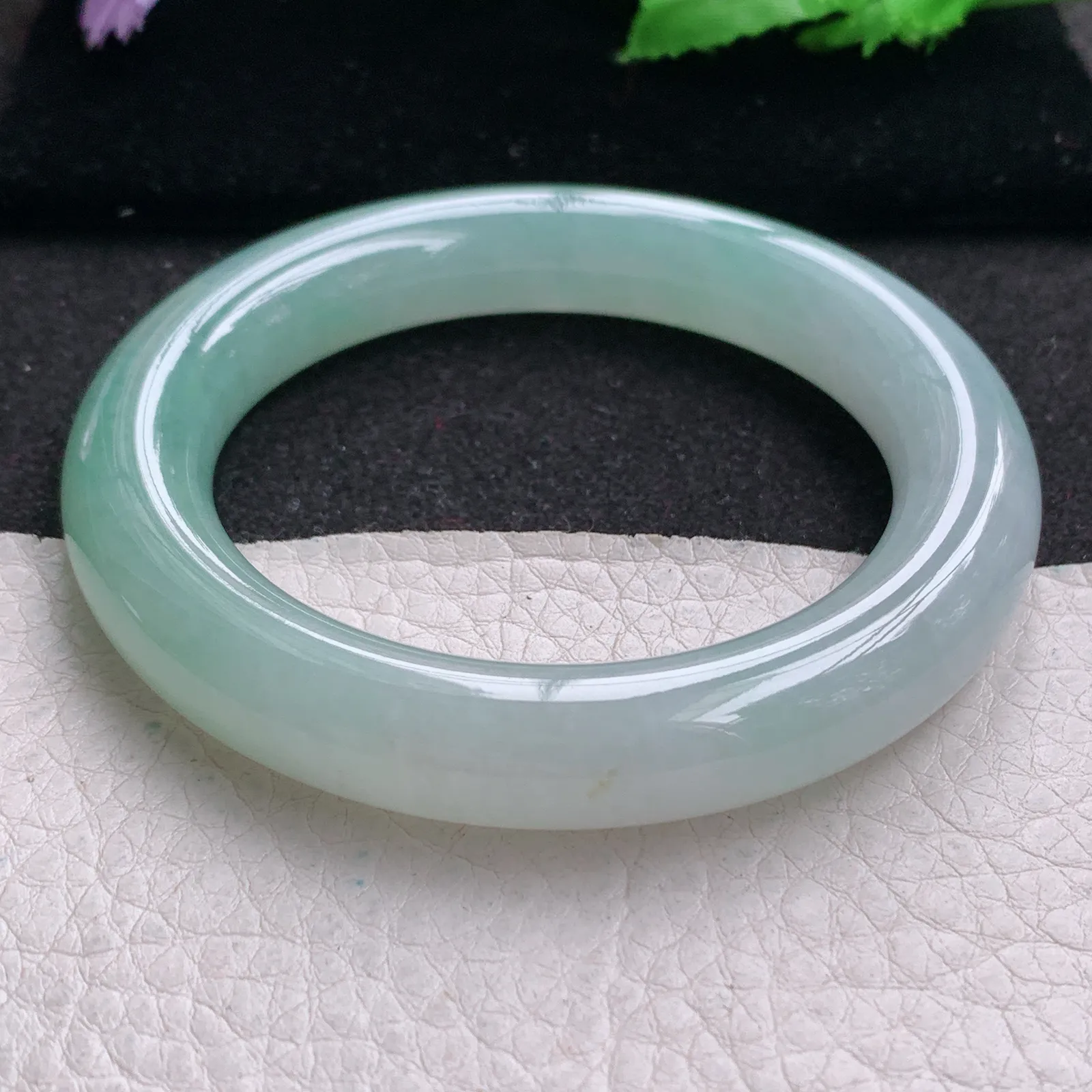 xd自然光54.5*11.5冰晴胖圆镯 缅甸翡翠a货玉手镯圆条玉手环