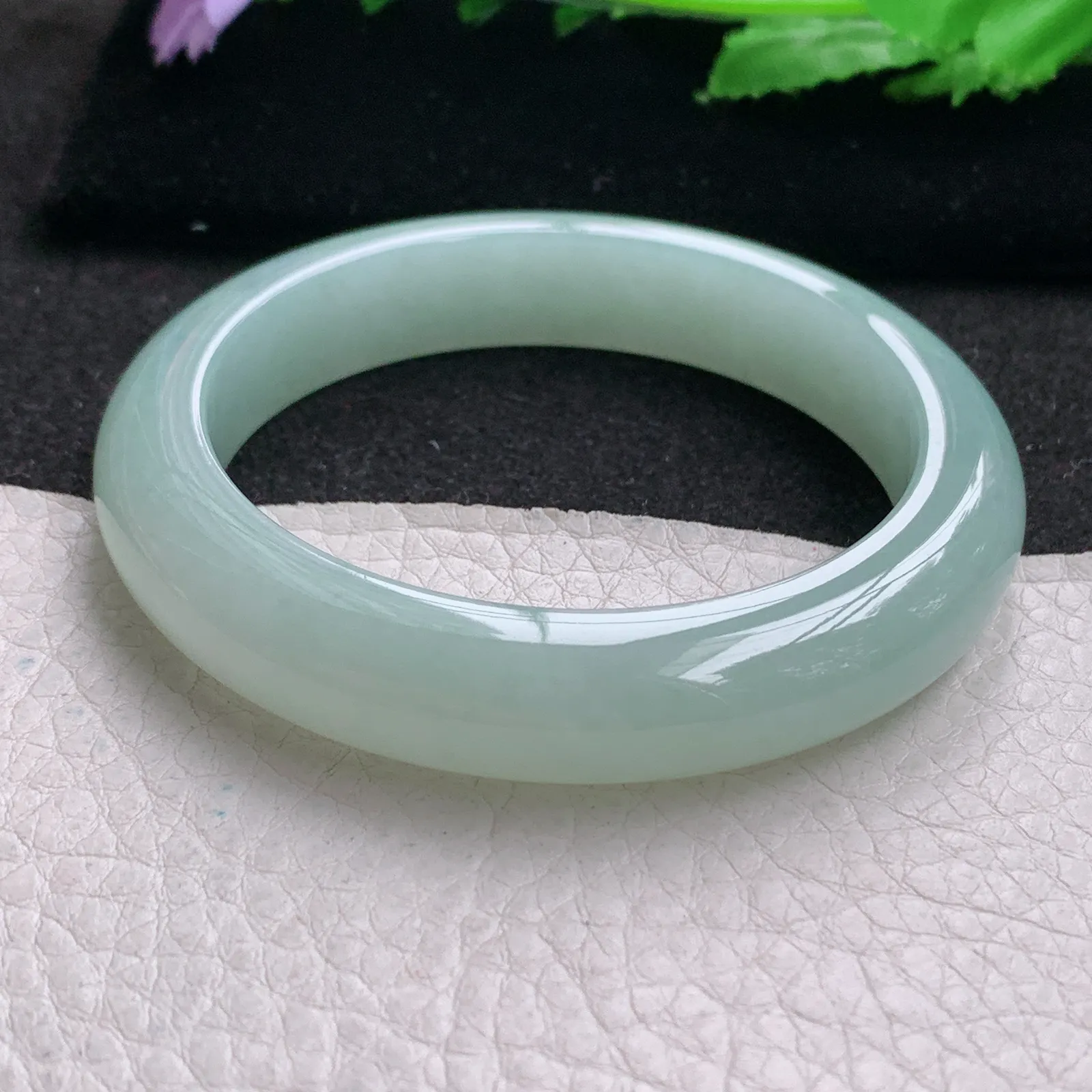 ee实拍54.5*11.5*8.8平安镯 缅甸翡翠a货玉手镯冰晴清秀宽边玉手环