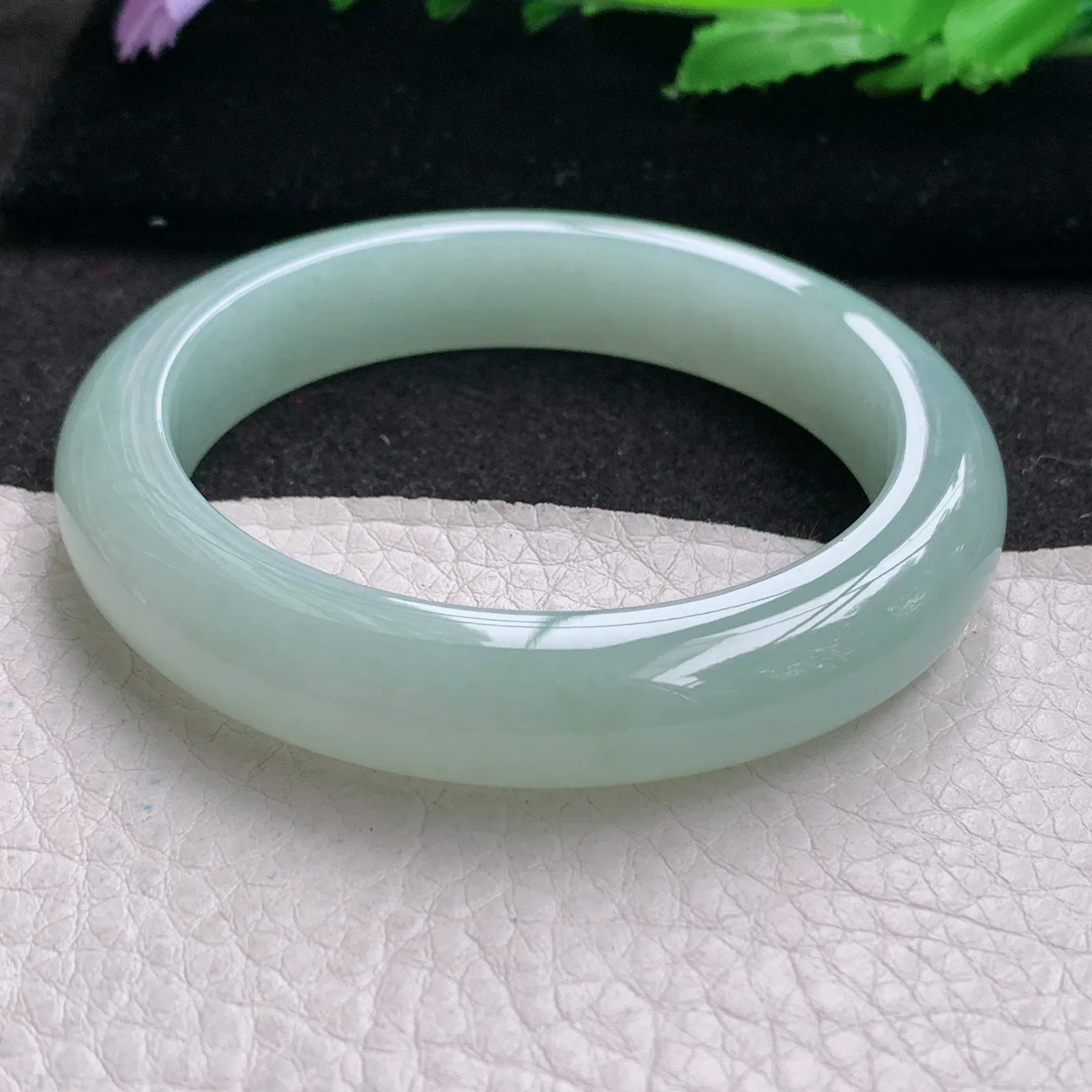 ee实拍54.5*11.5*8.8平安镯 缅甸翡翠a货玉手镯冰晴清秀宽边玉手环