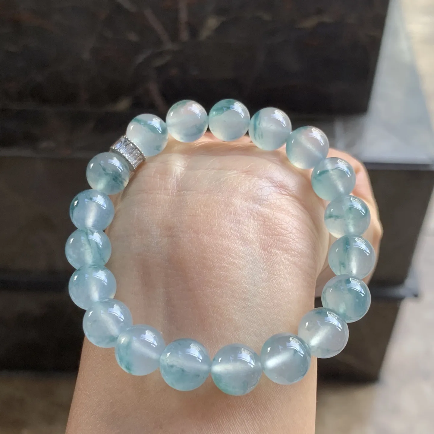 冰种飘花珠子手串