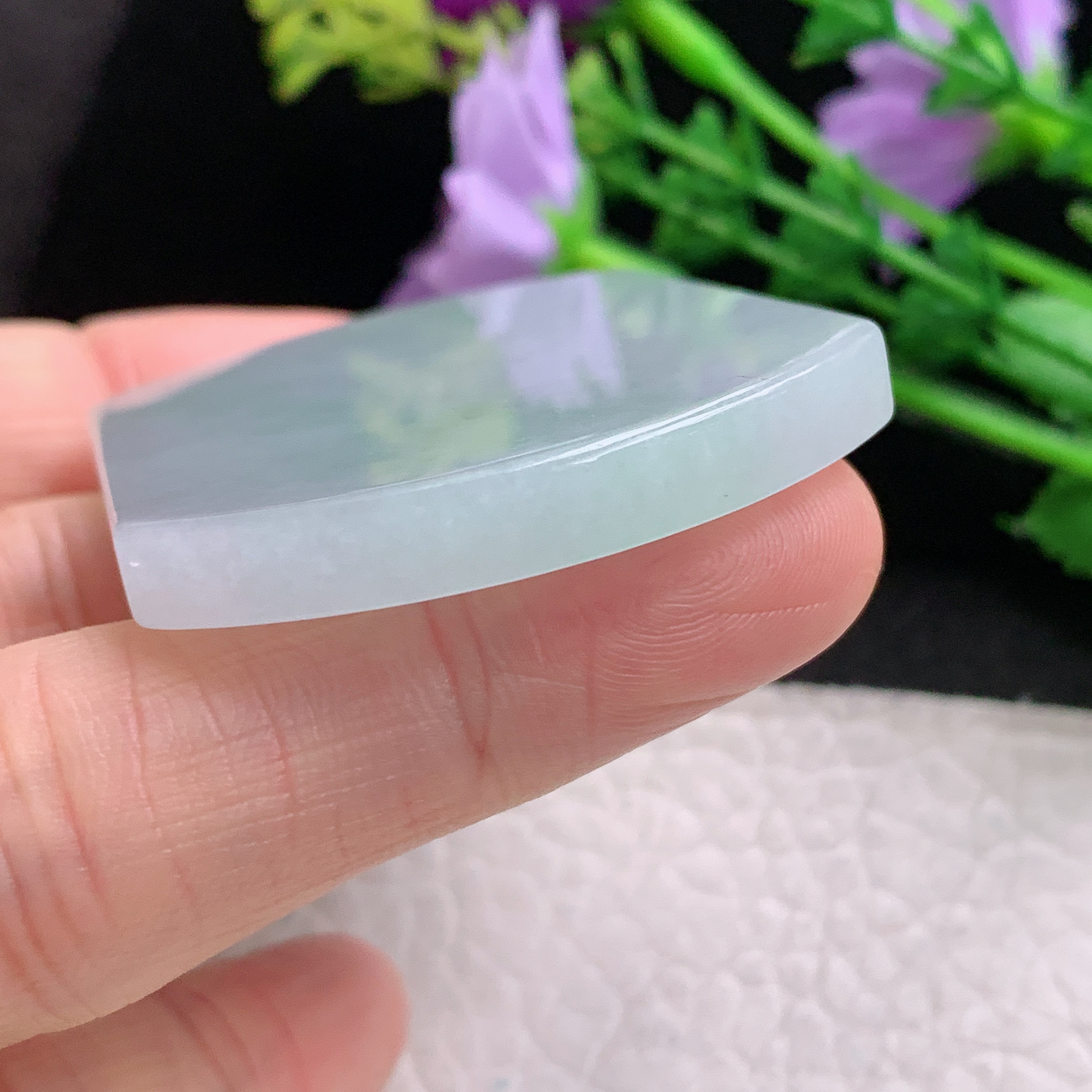 zen实拍52*40.5*5.5缅甸翡翠精美清新平安无事牌 素面牌玉项坠 玉挂件