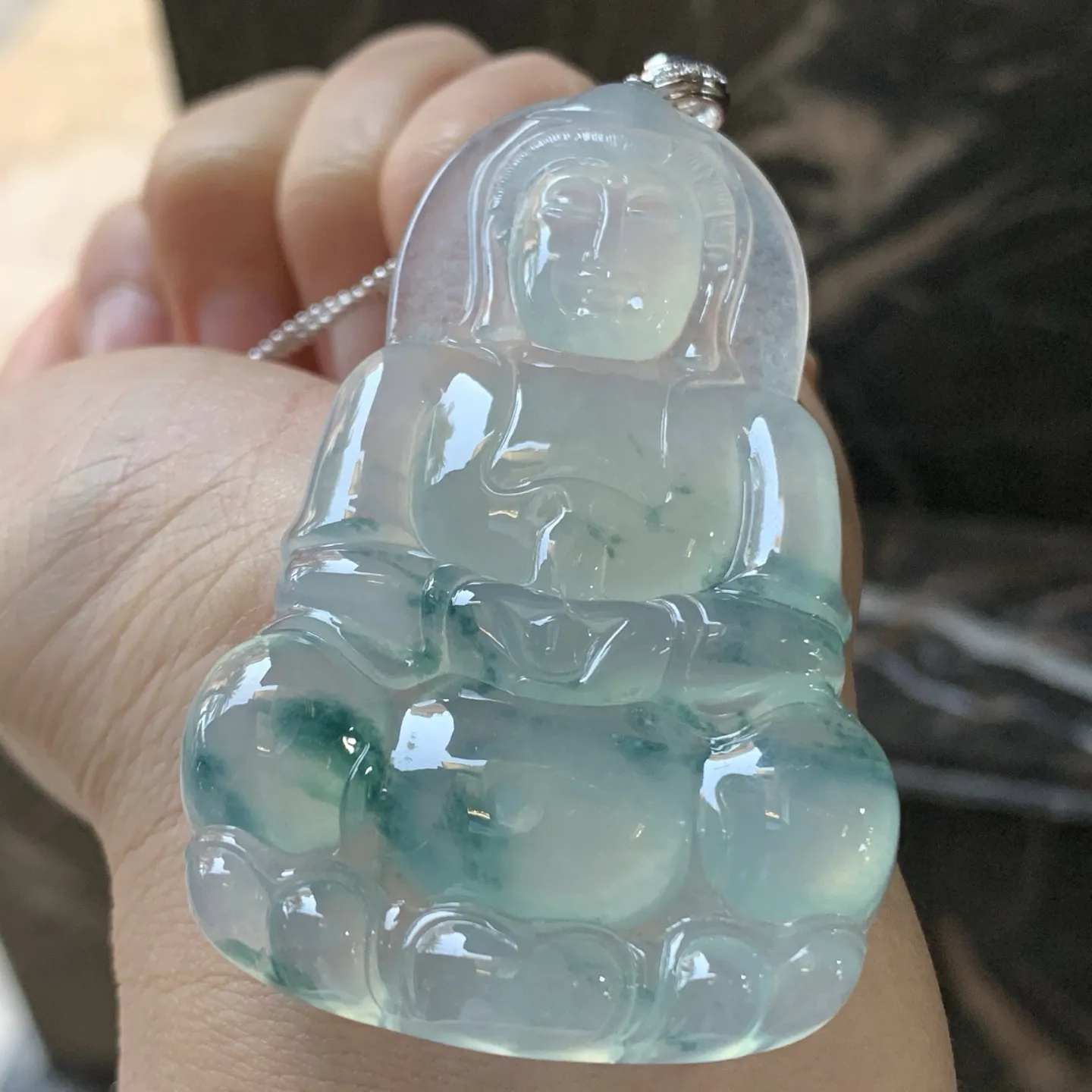 高冰蓝花观音^_^冰透 飘花浓郁 尺寸66.5