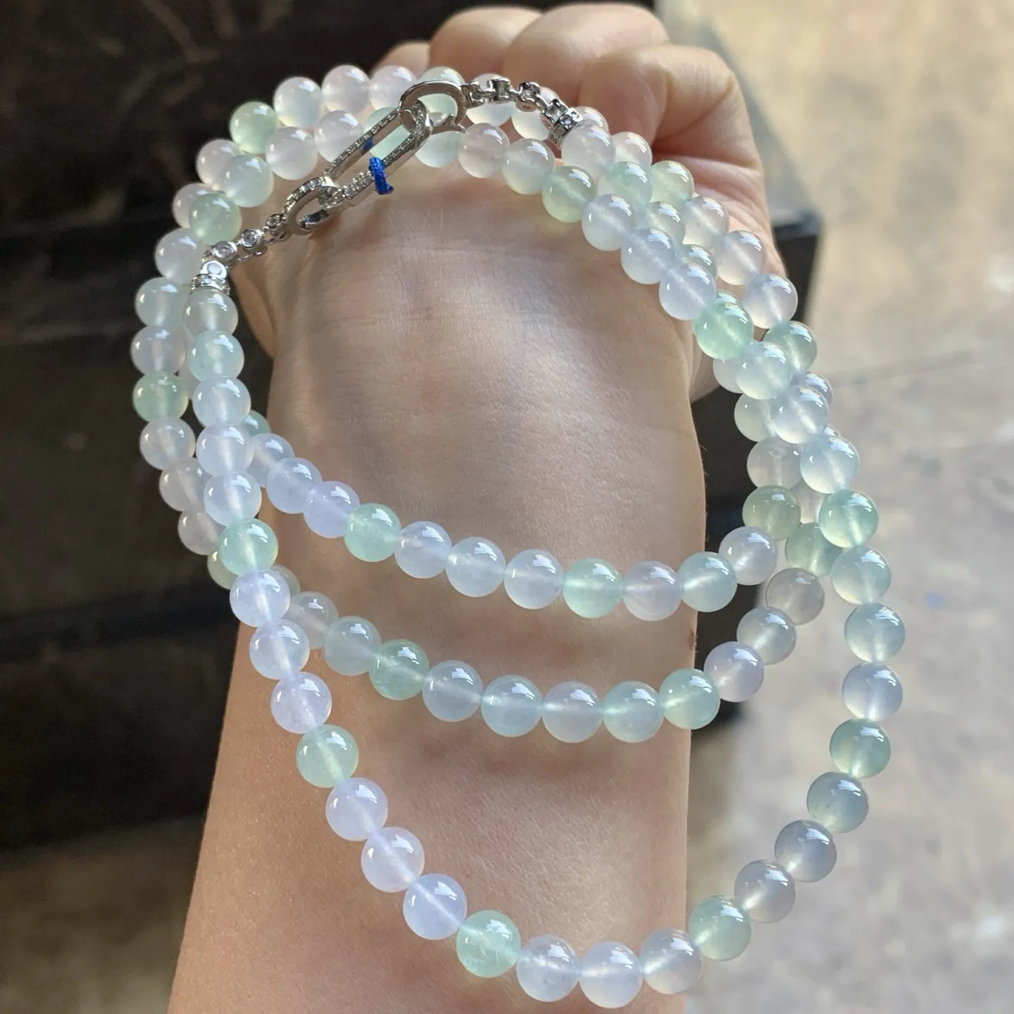 冰种晴水珠链^_^清新冰透 尺寸6