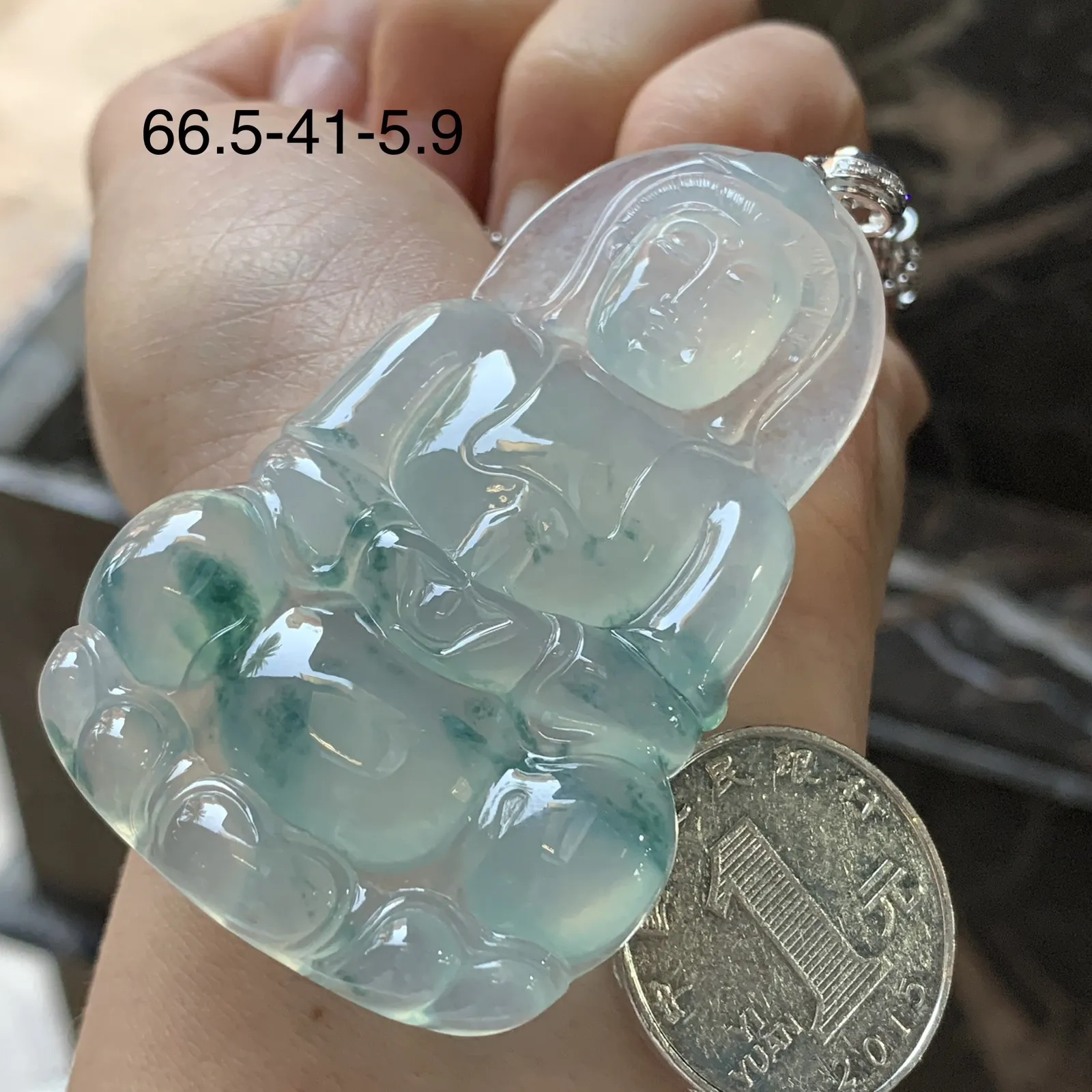 高冰蓝花观音^_^冰透 飘花浓郁 尺寸66.5