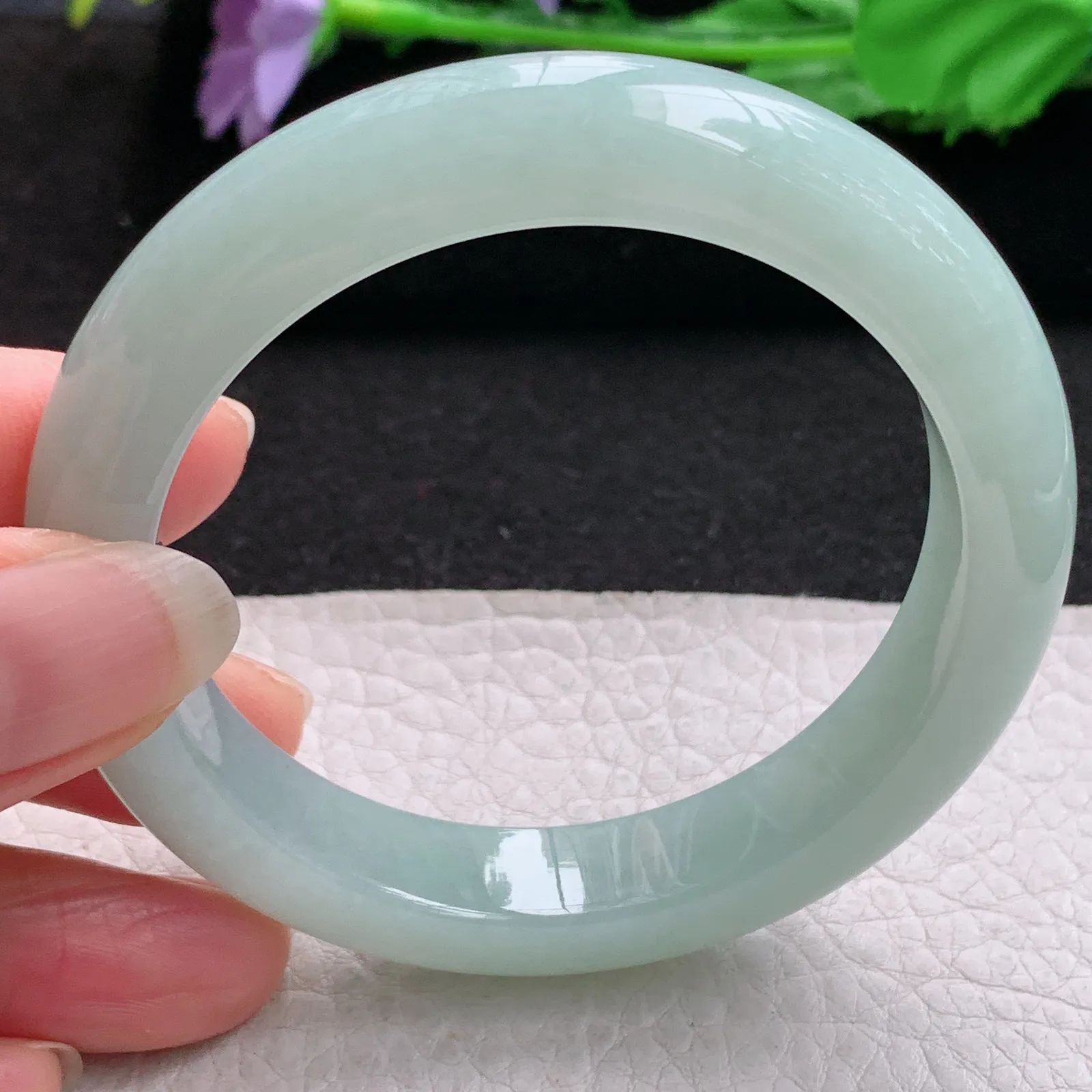 ee实拍54.5*11.5*8.8平安镯 缅甸翡翠a货玉手镯冰晴清秀宽边玉手环