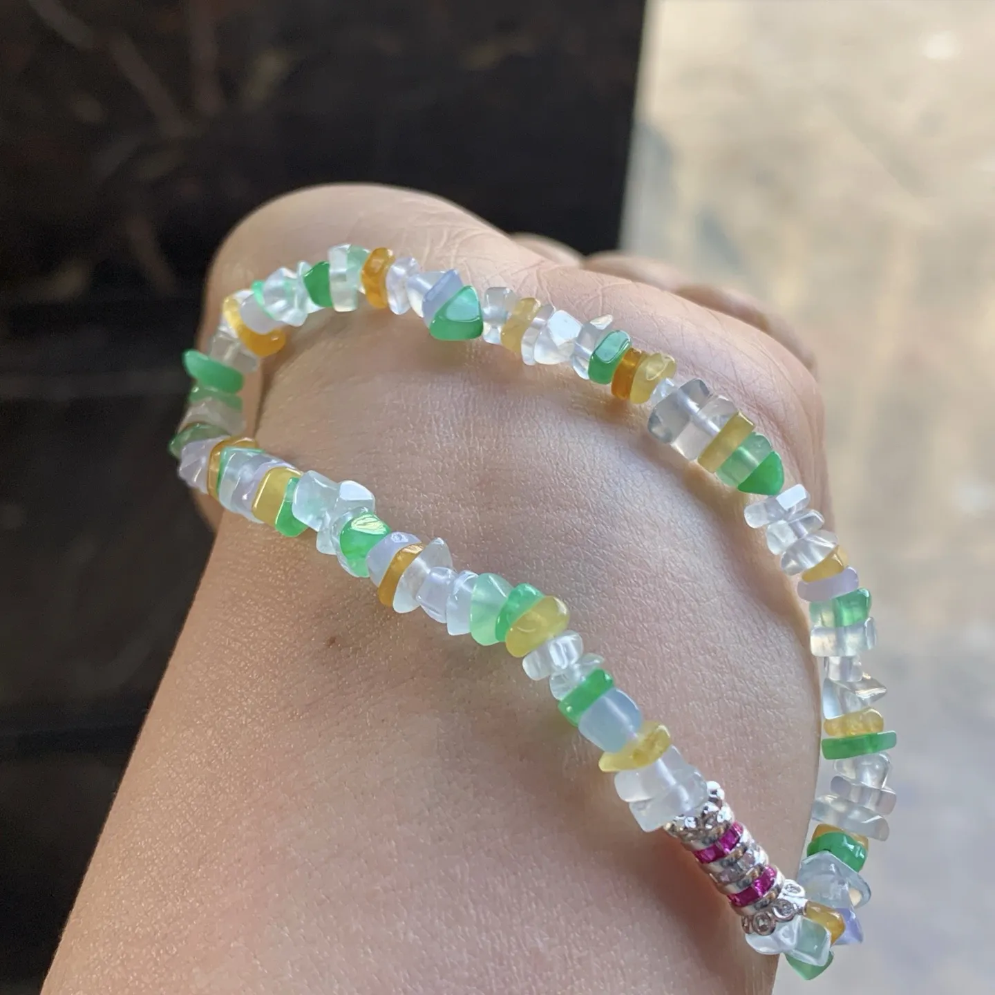 冰种手串^_^鲜艳 尺寸5.5-2.5