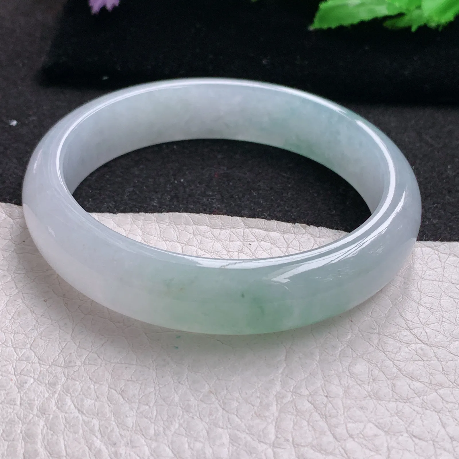 xd大圈口60*14*7.6平安镯 缅甸翡翠a货玉手镯冰飘花宽边玉手环