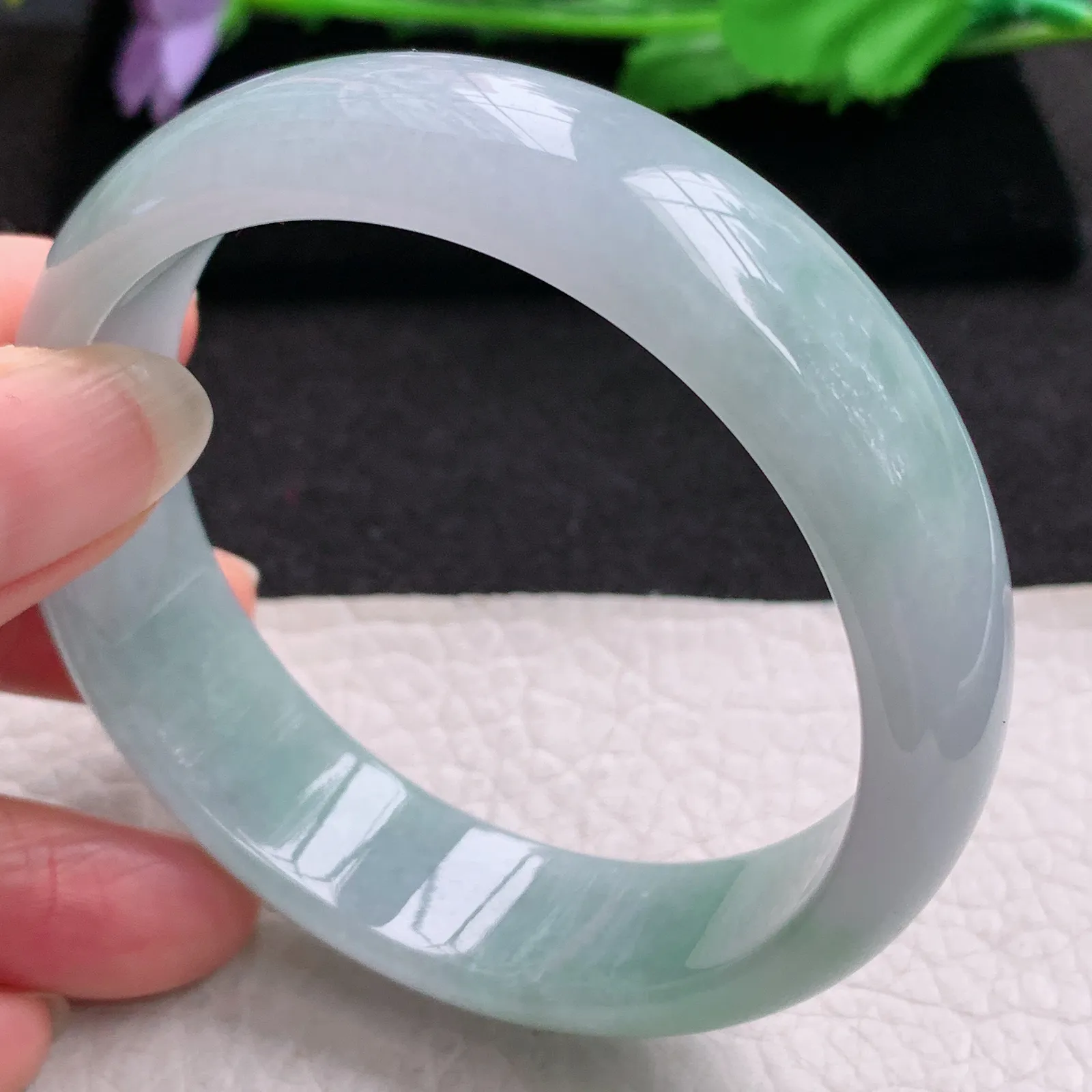 nr大圈口59*16.5*7轮胎镯 缅甸翡翠a货玉手镯清新大气宽边玉手环