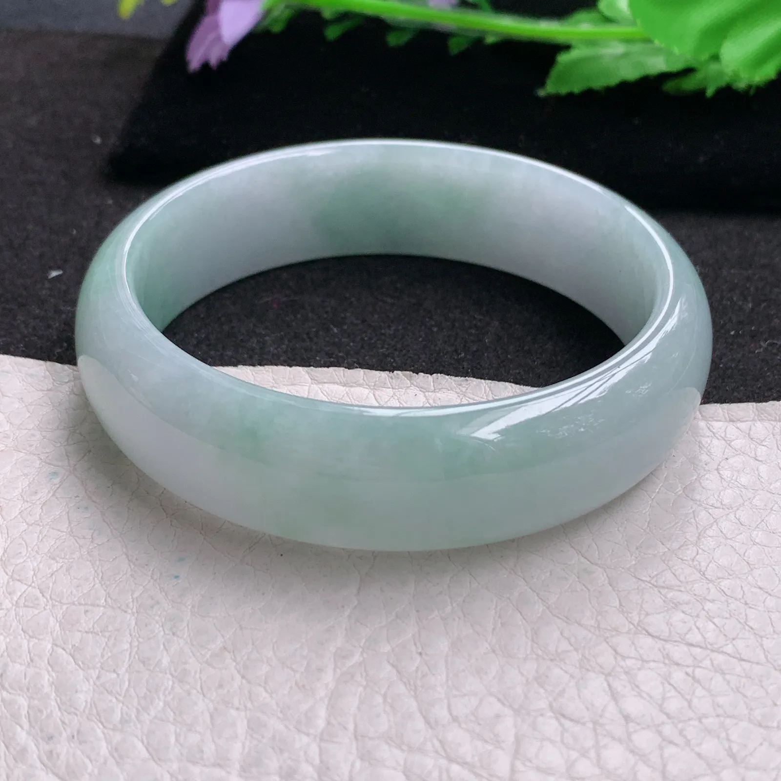 nr大圈口59*16.5*7轮胎镯 缅甸翡翠a货玉手镯清新大气宽边玉手环
