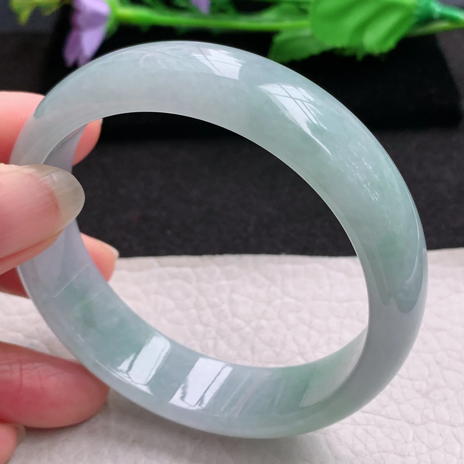 nr大圈口59*16.5*7轮胎镯 缅甸翡翠a货玉手镯清新大气宽边玉手环