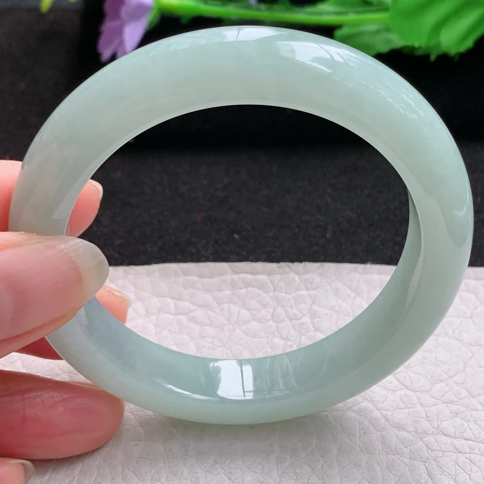 ee实拍54.5*11.5*8.8平安镯 缅甸翡翠a货玉手镯冰晴清秀宽边玉手环