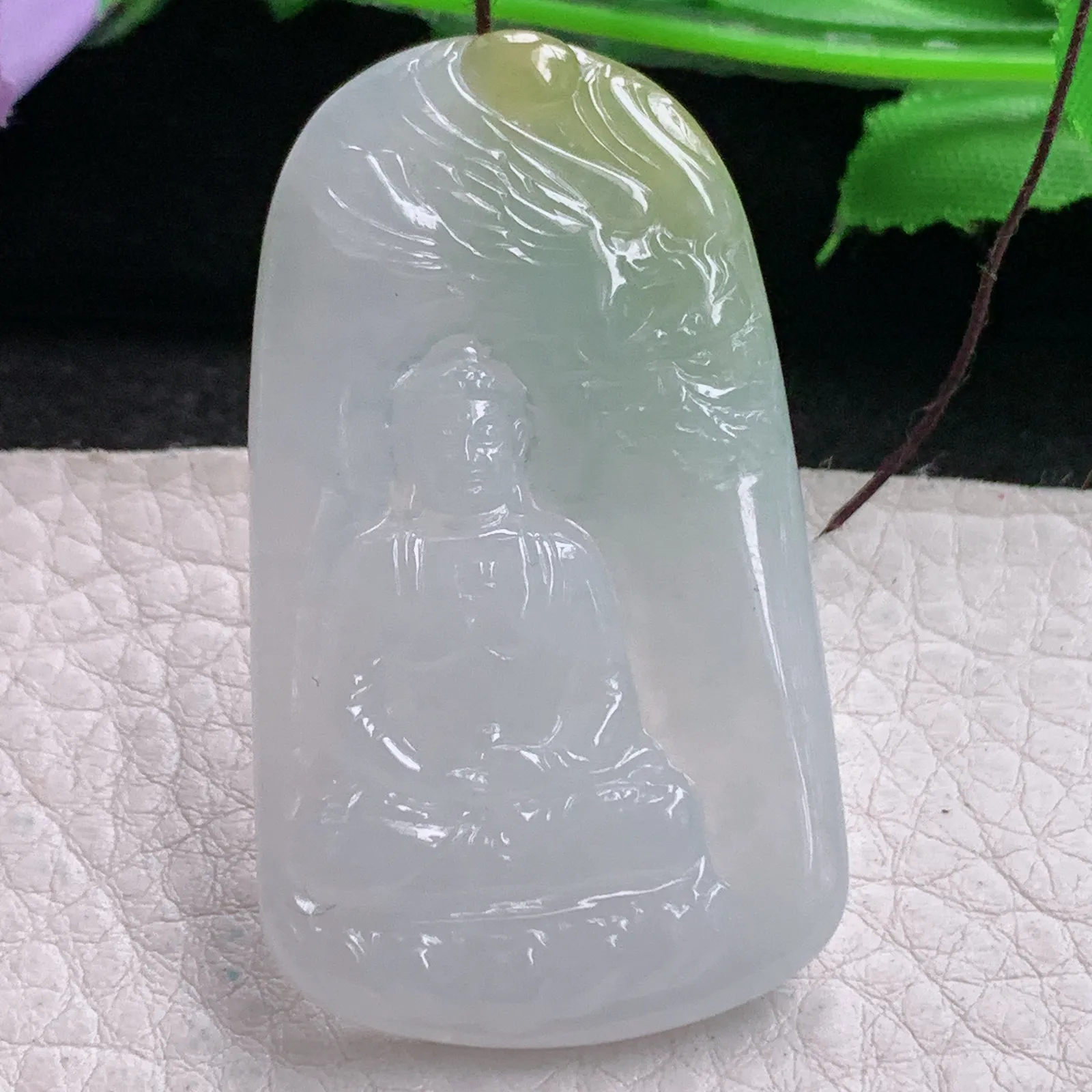 yn实拍50.8*29.3*5.3缅甸翡翠精雕俏黄翡双彩大日如来佛祖玉吊坠