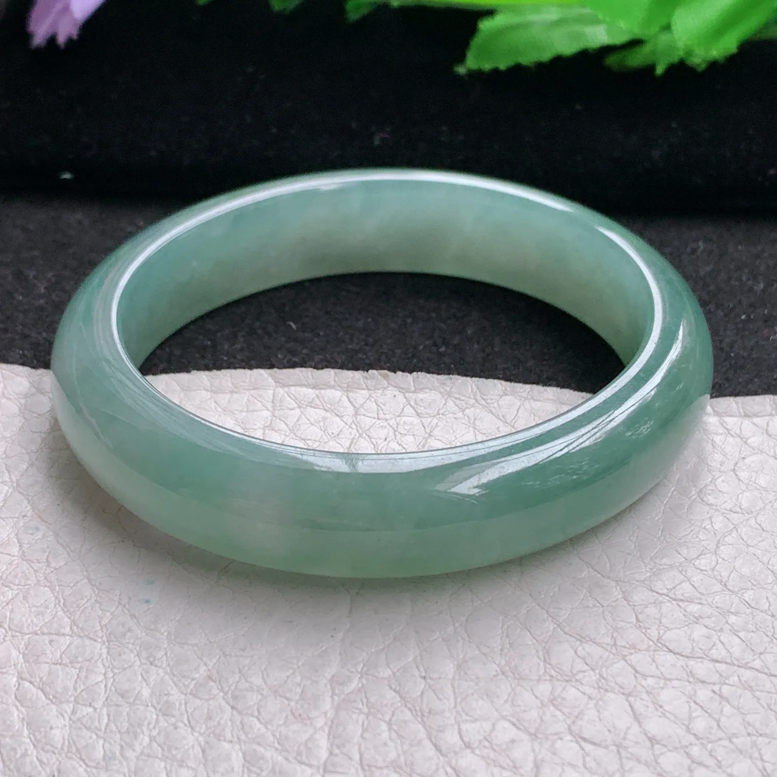 ee实拍53.5*50*12*7.4贵妃镯 缅甸翡翠精美冰油椭形宽边玉手镯 玉手环