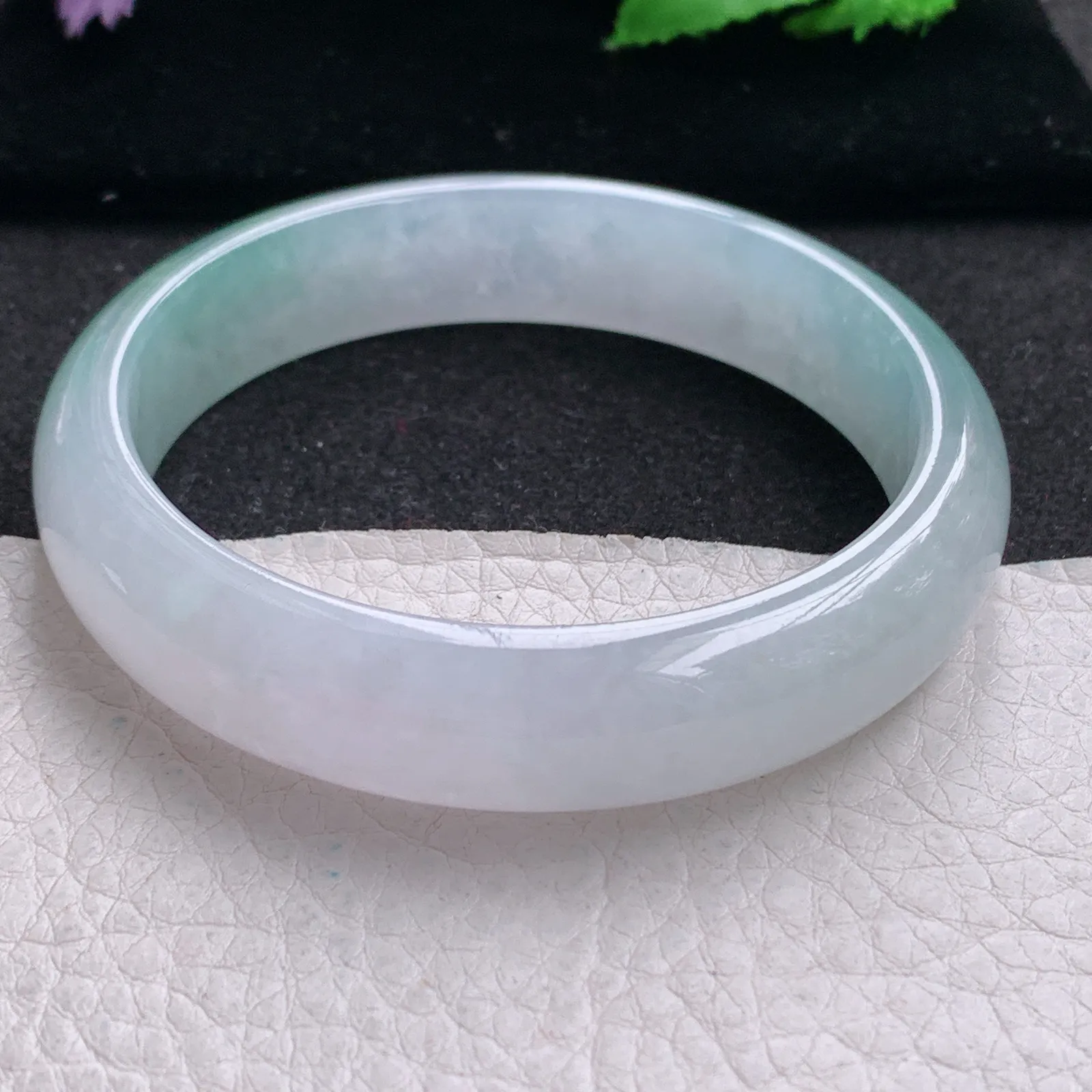 xd大圈口60*14*7.6平安镯 缅甸翡翠a货玉手镯冰飘花宽边玉手环