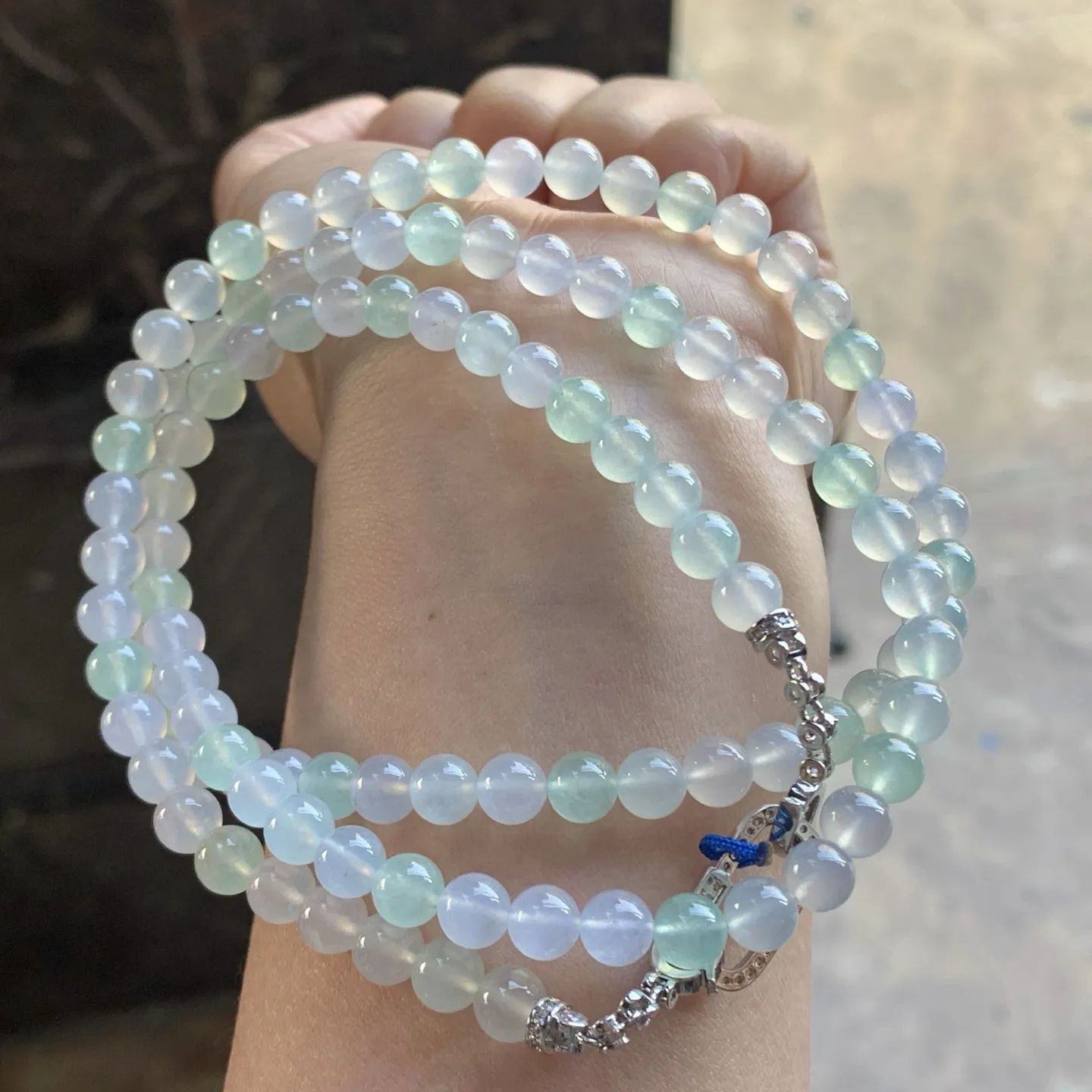 冰种晴水珠链^_^清新冰透 尺寸6