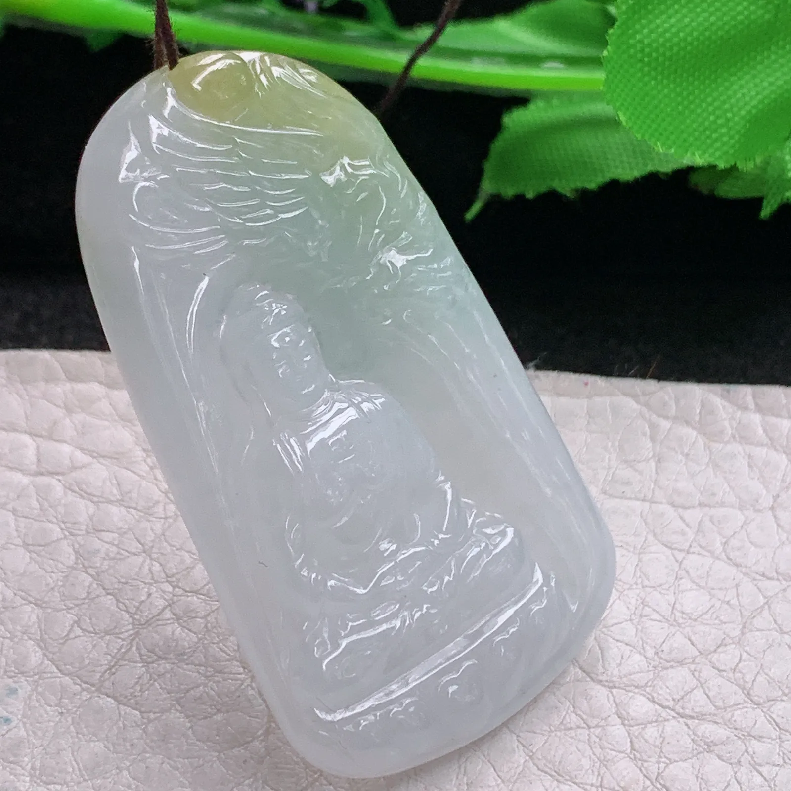 yn实拍50.8*29.3*5.3缅甸翡翠精雕俏黄翡双彩大日如来佛祖玉吊坠