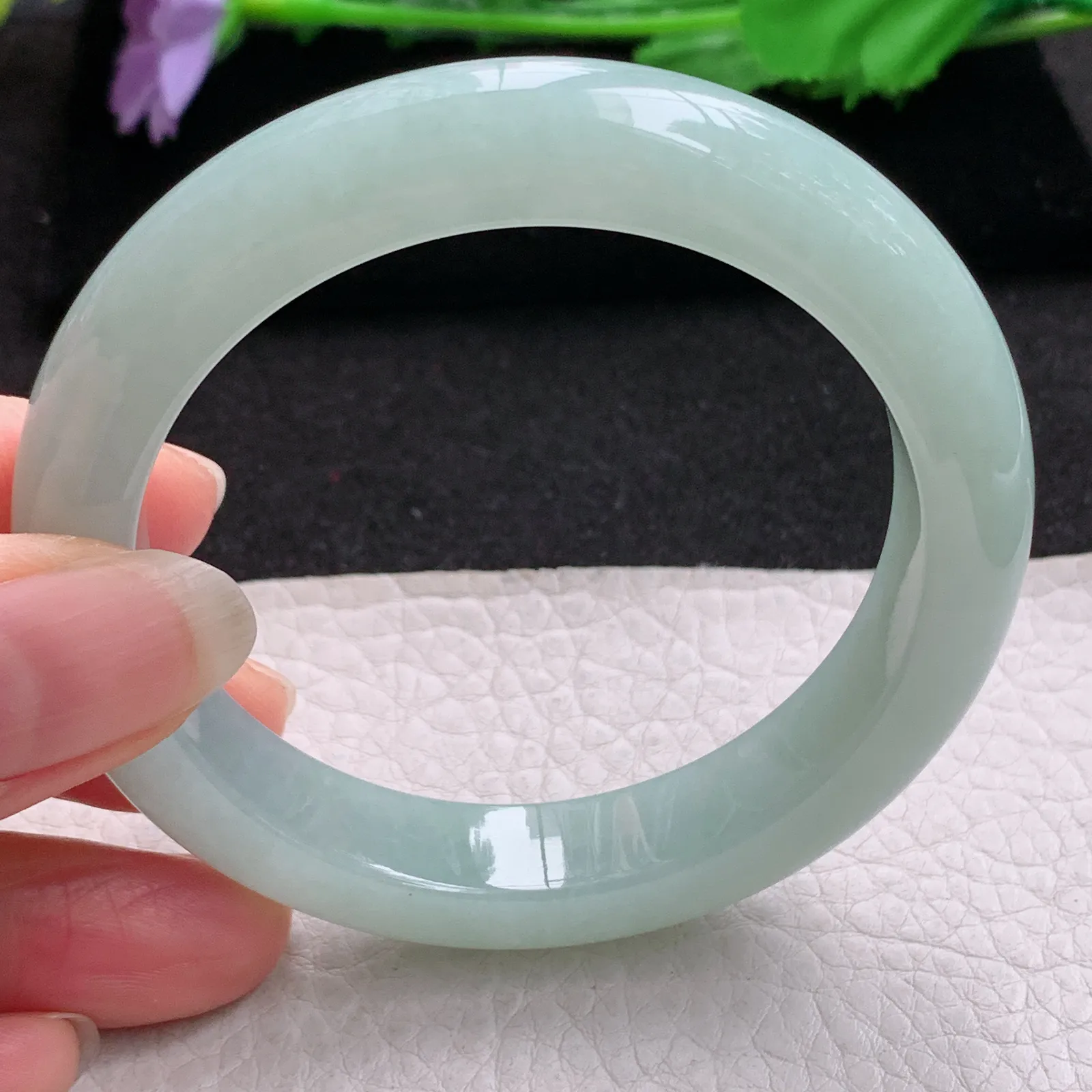 ee实拍54.5*11.5*8.8平安镯 缅甸翡翠a货玉手镯冰晴清秀宽边玉手环