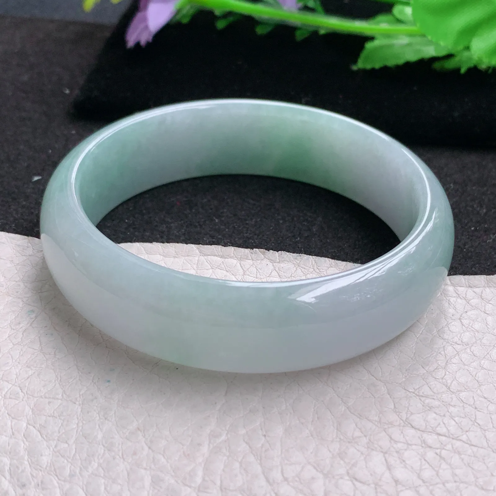nr大圈口59*16.5*7轮胎镯 缅甸翡翠a货玉手镯清新大气宽边玉手环