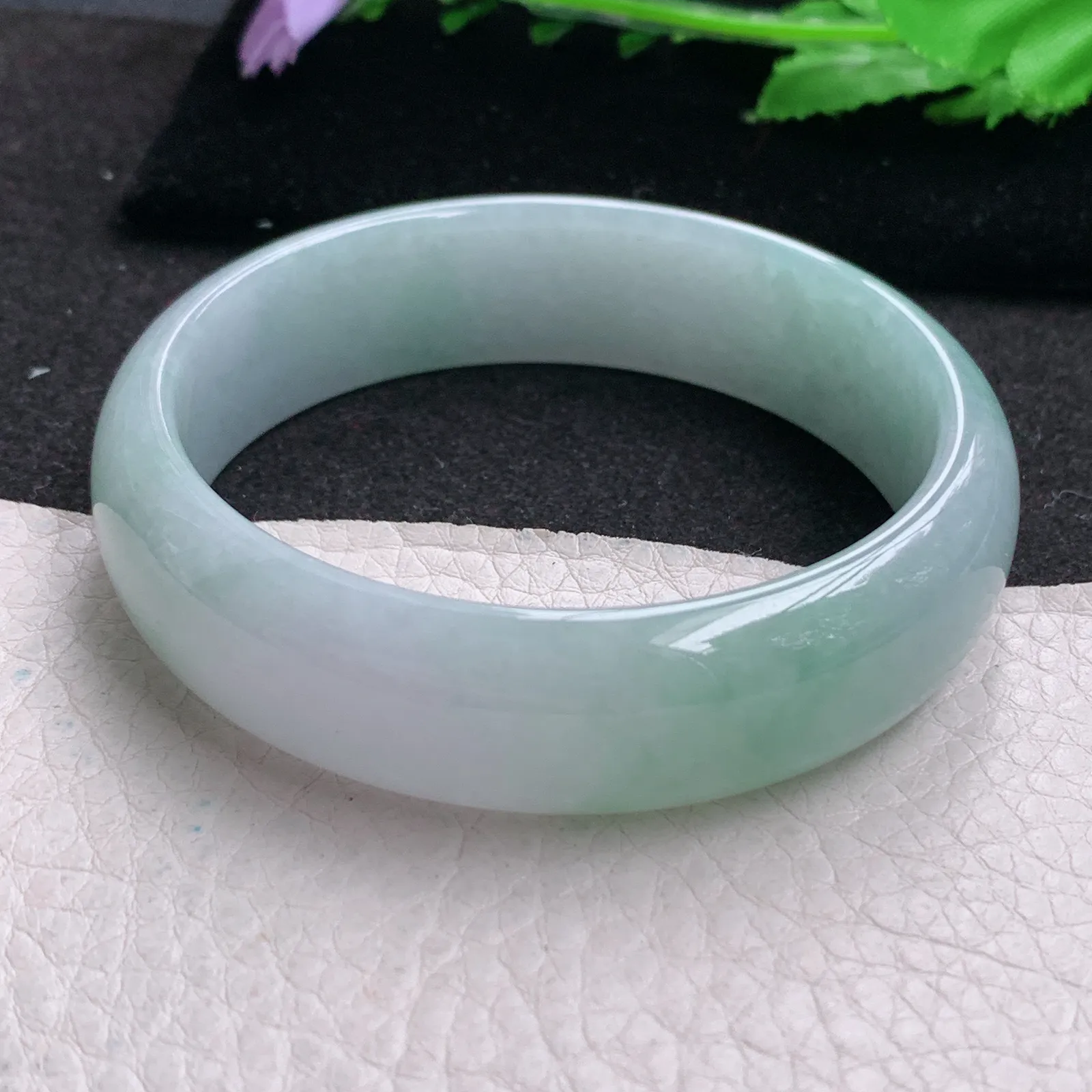 nr大圈口59*16.5*7轮胎镯 缅甸翡翠a货玉手镯清新大气宽边玉手环