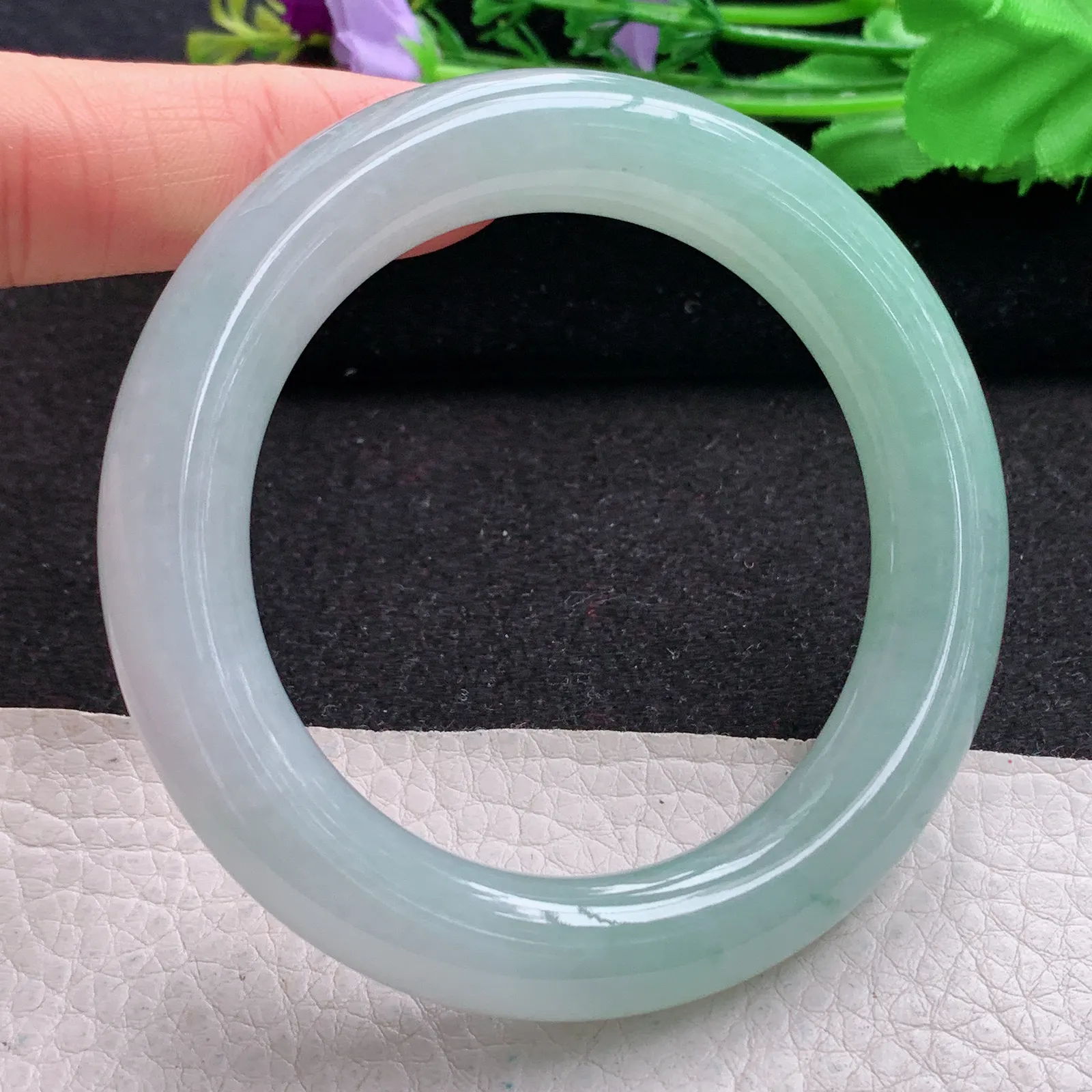 xd自然光54.5*11.5冰晴胖圆镯 缅甸翡翠a货玉手镯圆条玉手环