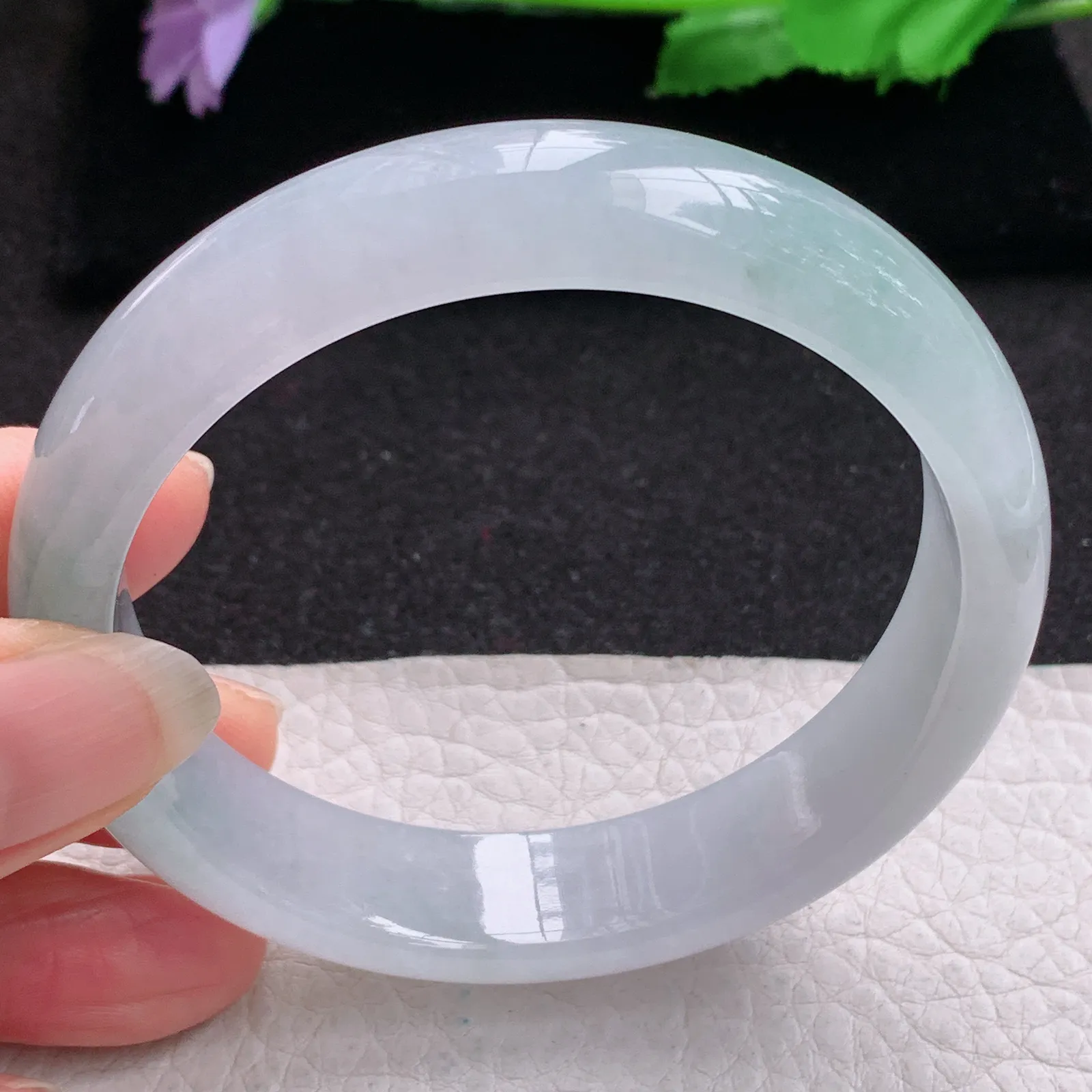 xd大圈口60*14*7.6平安镯 缅甸翡翠a货玉手镯冰飘花宽边玉手环