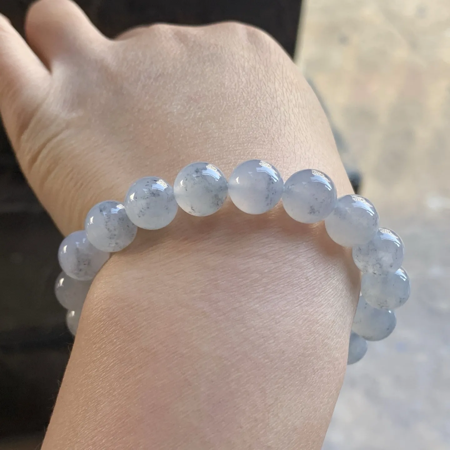 冰种乌鸡手串^_^冰透 清新 尺寸9.8