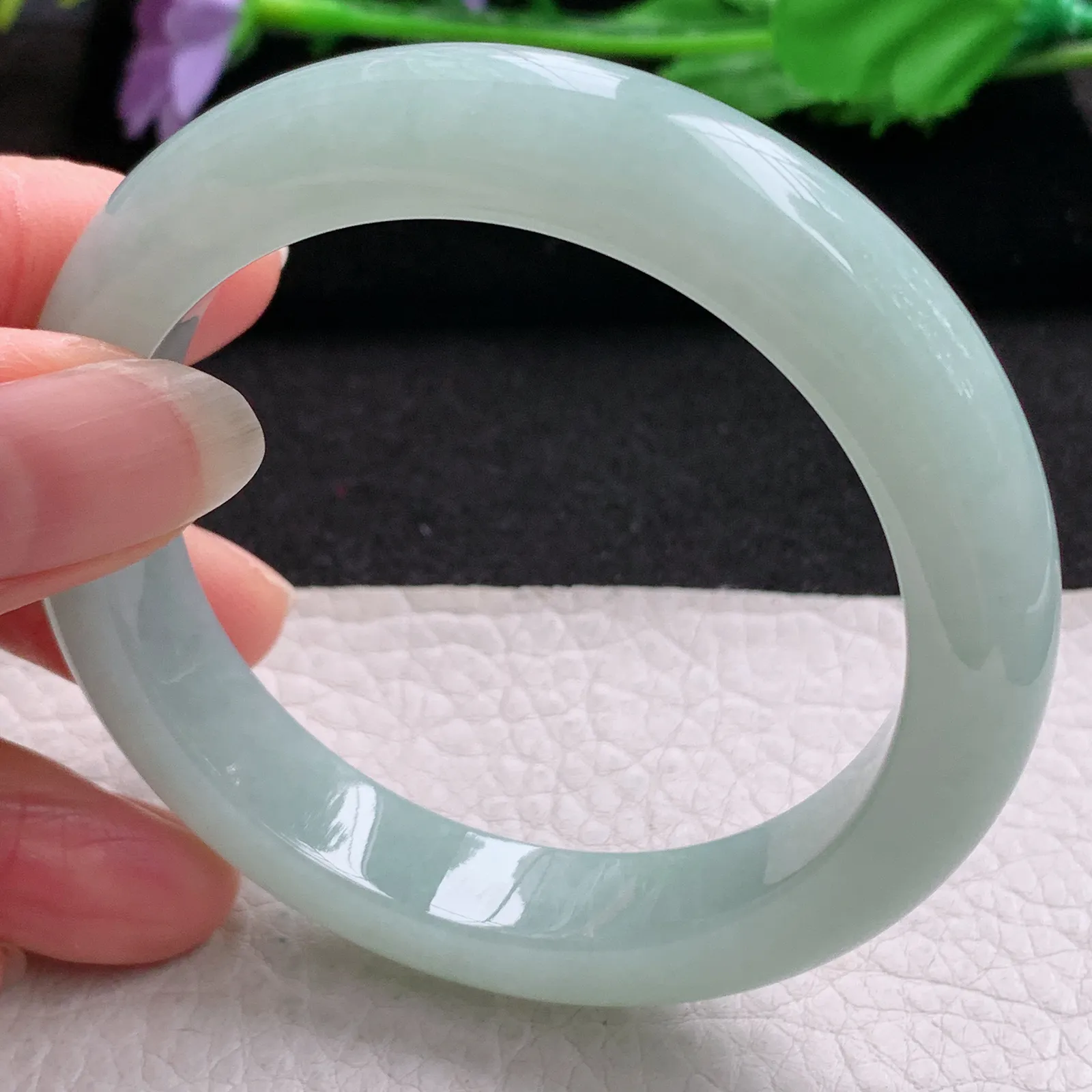 ee实拍54.5*11.5*8.8平安镯 缅甸翡翠a货玉手镯冰晴清秀宽边玉手环