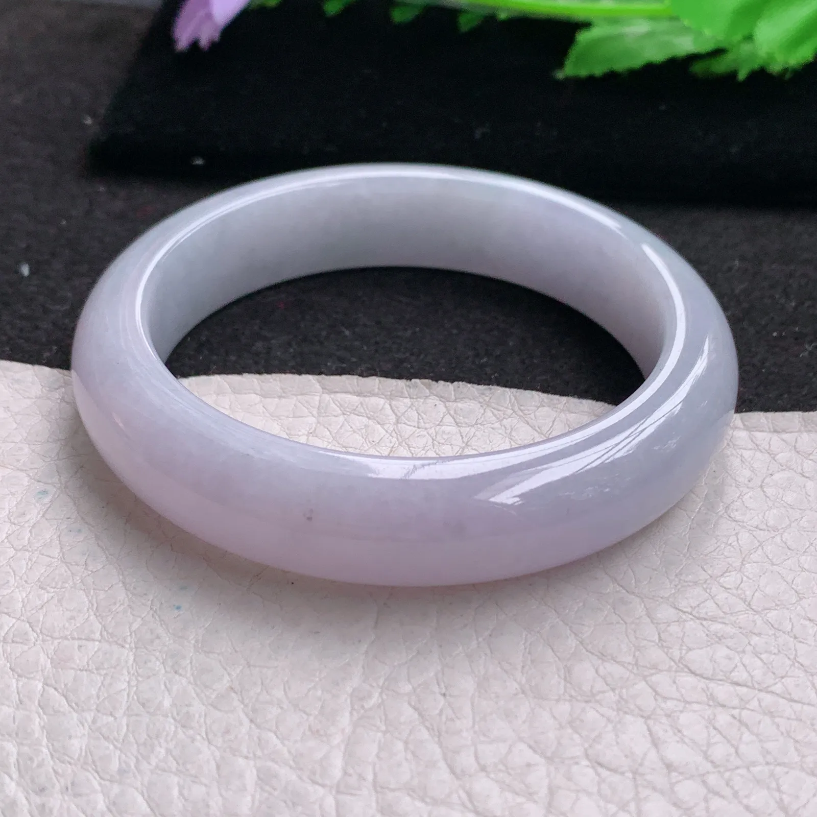 nr实拍53.5*12.5*8.3平安镯 缅甸翡翠a货玉手镯紫罗兰色水润宽边玉手环