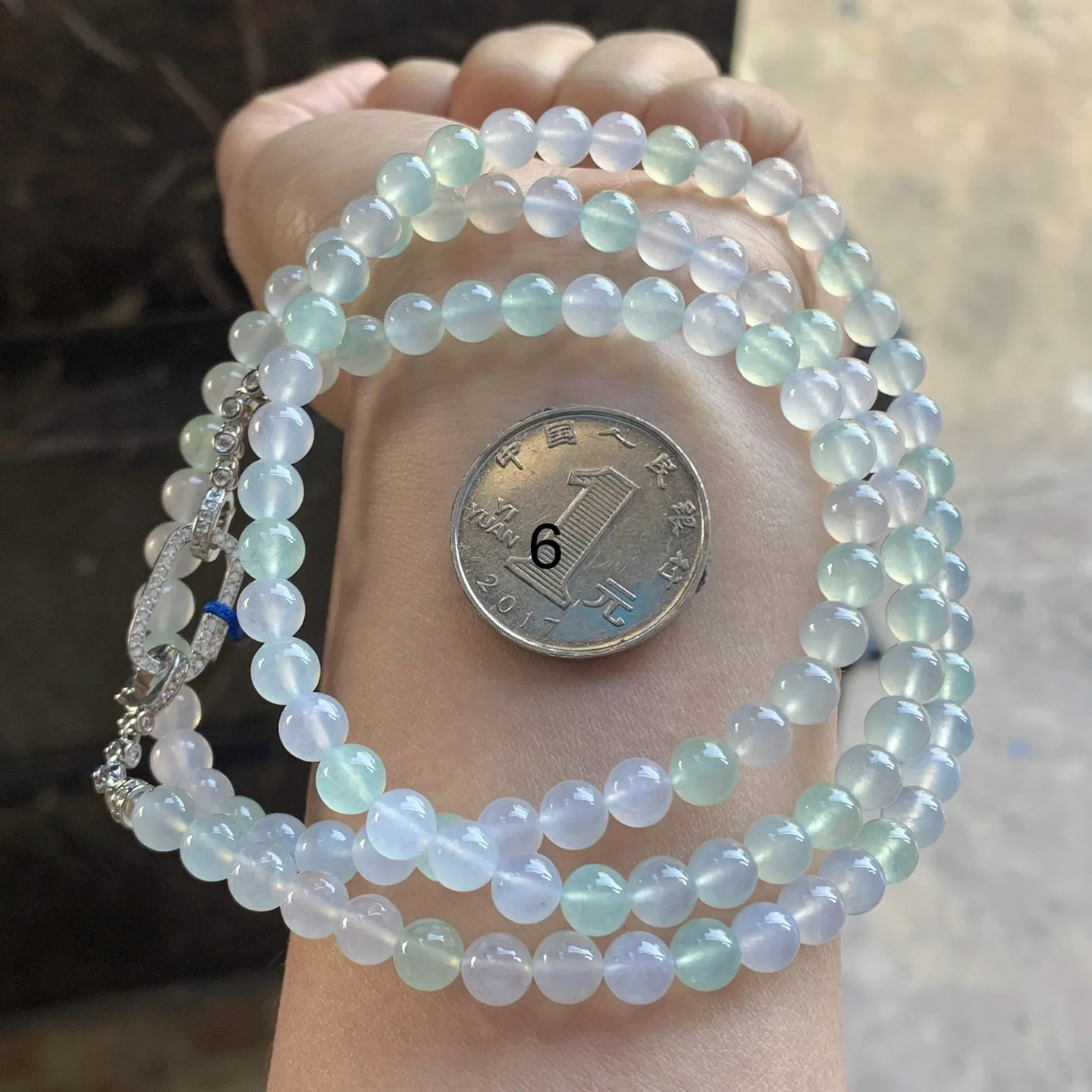 冰种晴水珠链^_^清新冰透 尺寸6