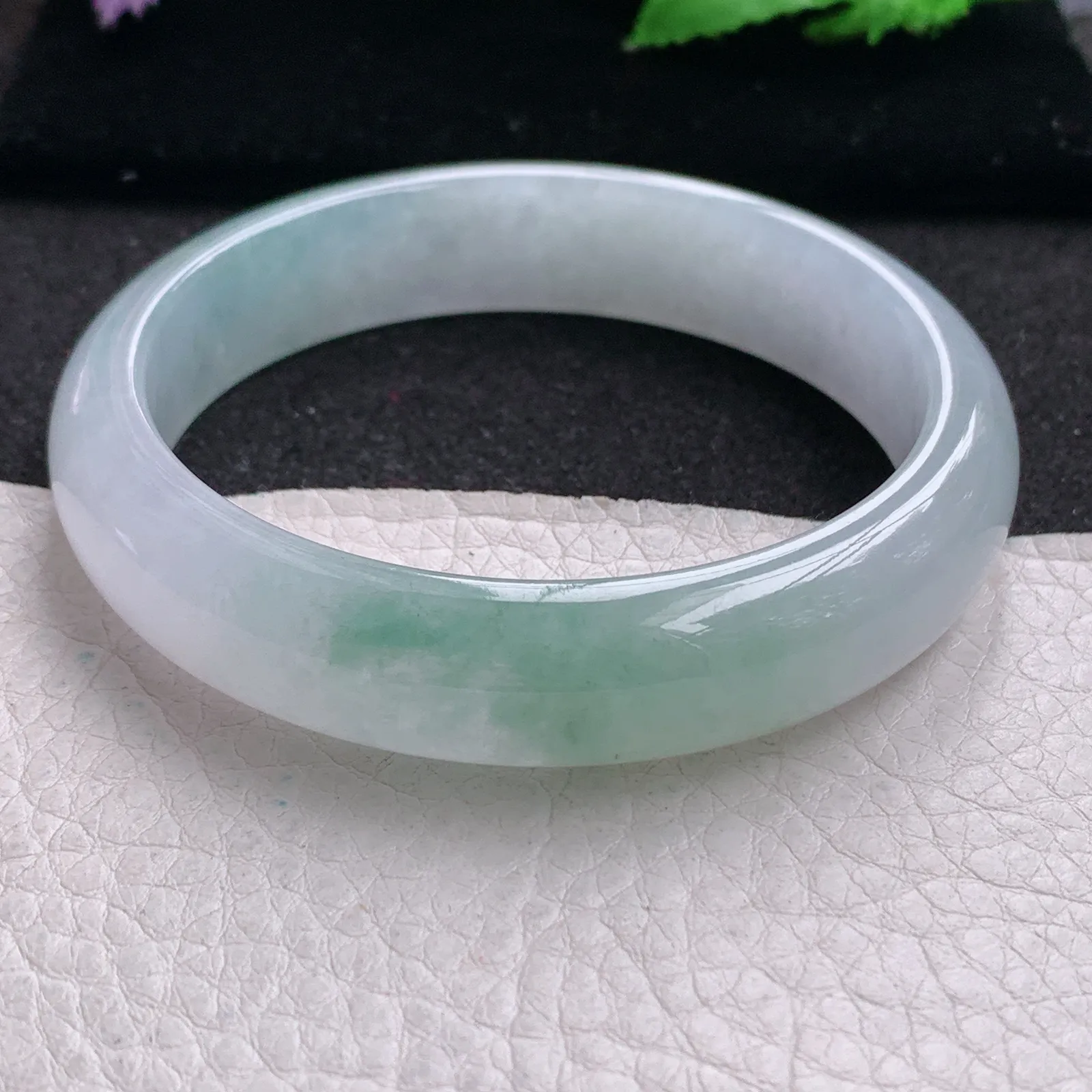 xd大圈口60*14*7.6平安镯 缅甸翡翠a货玉手镯冰飘花宽边玉手环