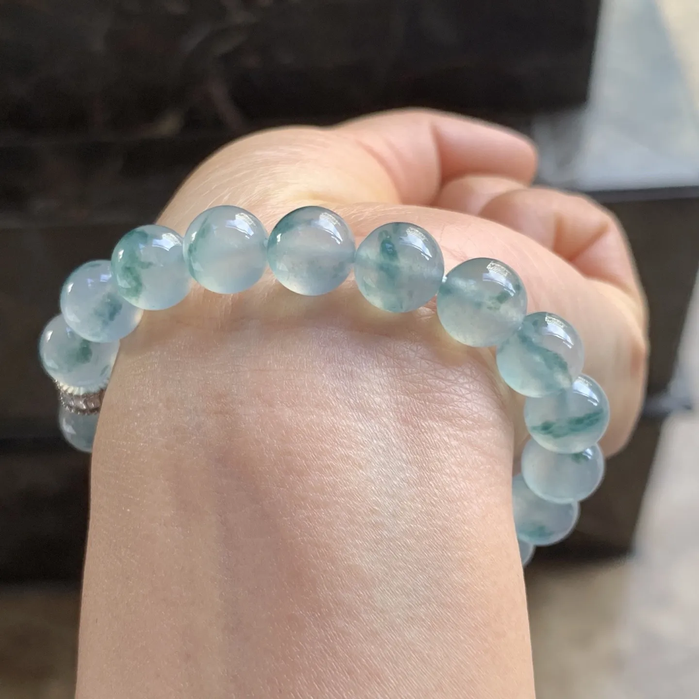 冰种飘花珠子手串