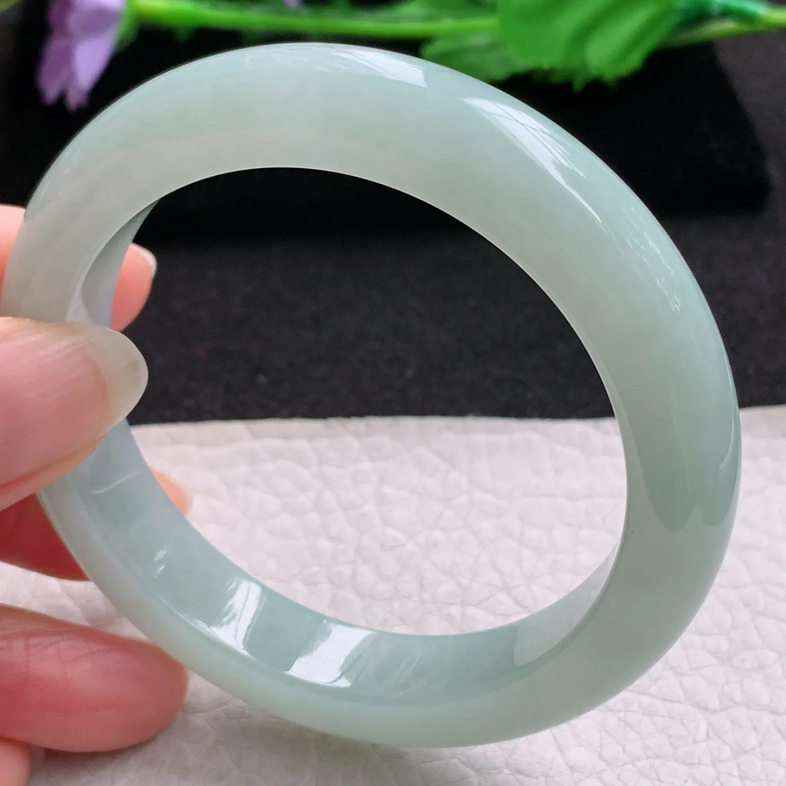 ee实拍54.5*11.5*8.8平安镯 缅甸翡翠a货玉手镯冰晴清秀宽边玉手环