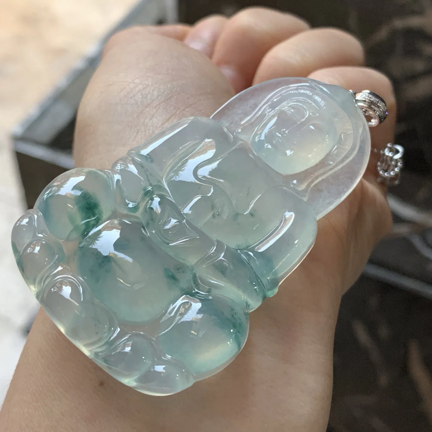 高冰蓝花观音^_^冰透 飘花浓郁 尺寸66.5