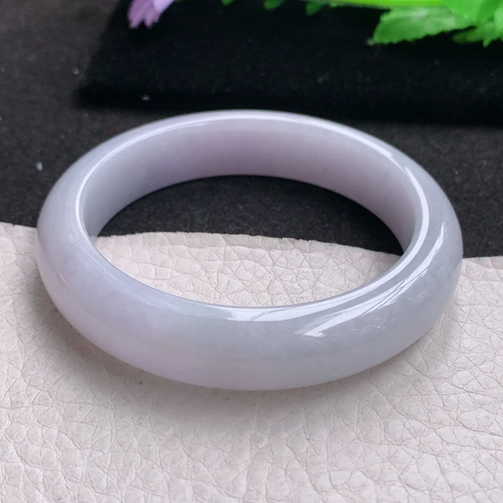 nr实拍53.5*12.5*8.3平安镯 缅甸翡翠a货玉手镯紫罗兰色水润宽边玉手环