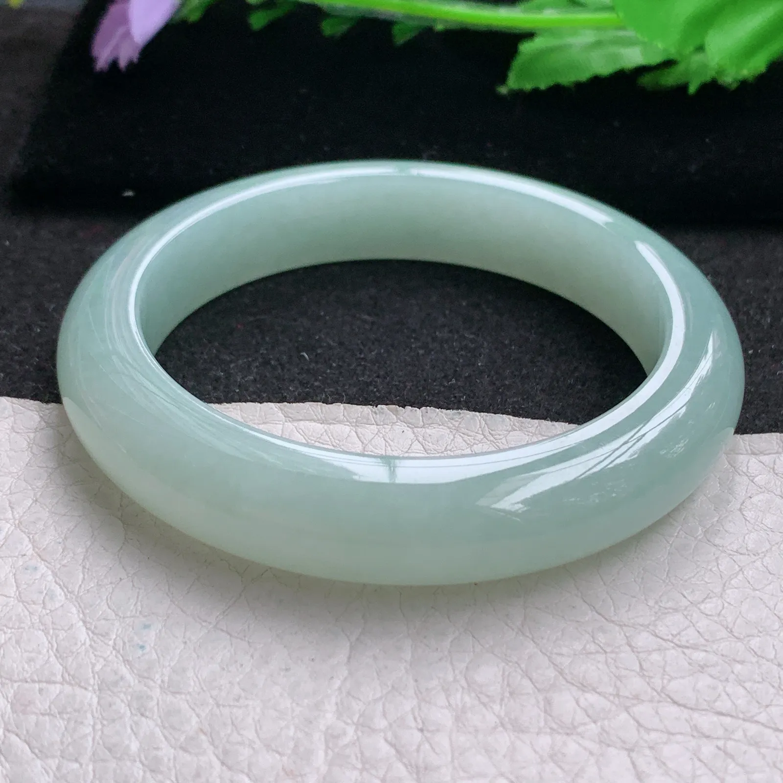 ee实拍54.5*11.5*8.8平安镯 缅甸翡翠a货玉手镯冰晴清秀宽边玉手环