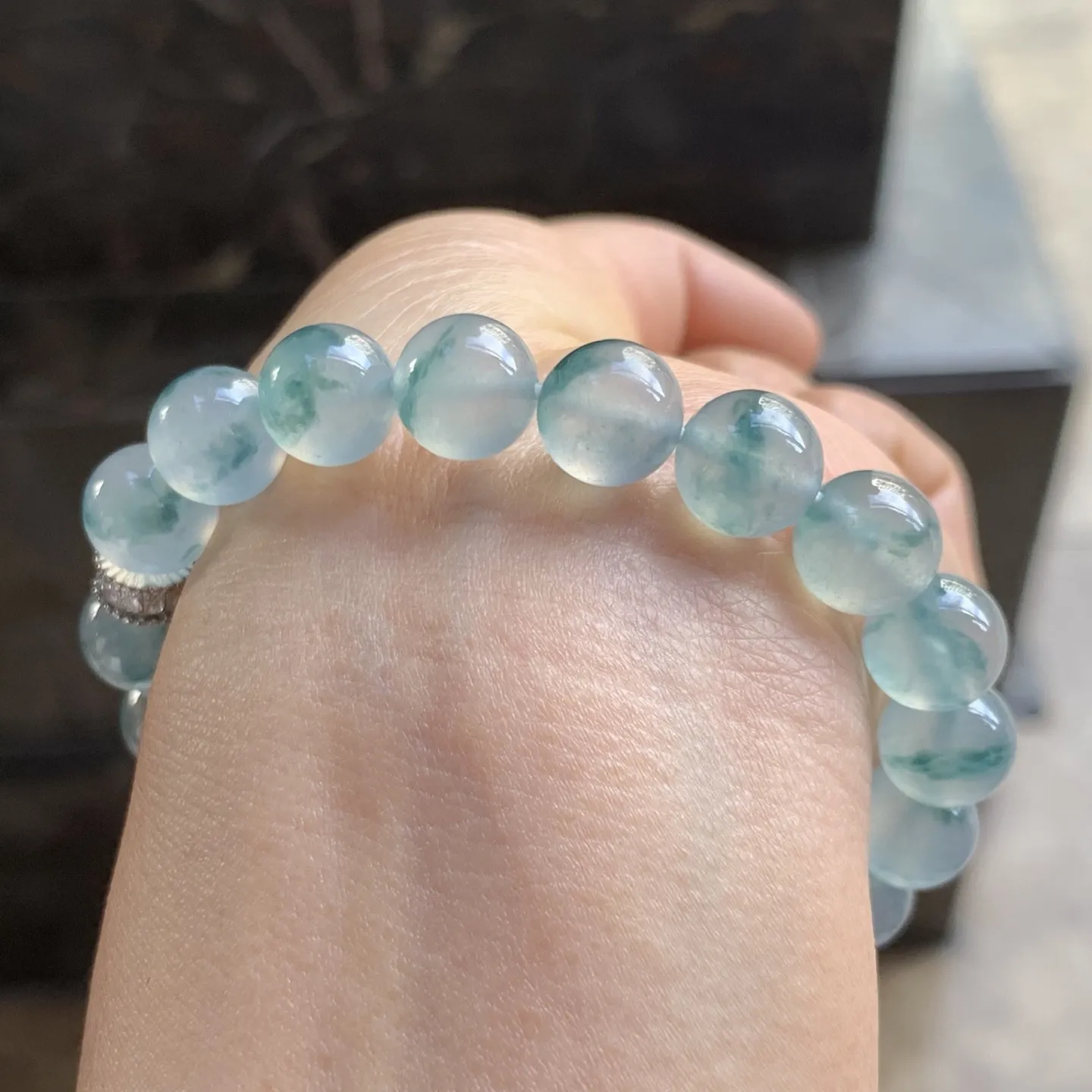 冰种飘花珠子手串