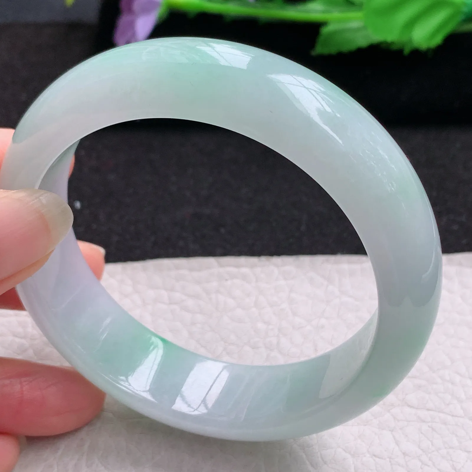 nr大圈口60*17.5*8.8轮胎镯 缅甸翡翠a货玉手镯冰飘阳绿大气宽边玉手环