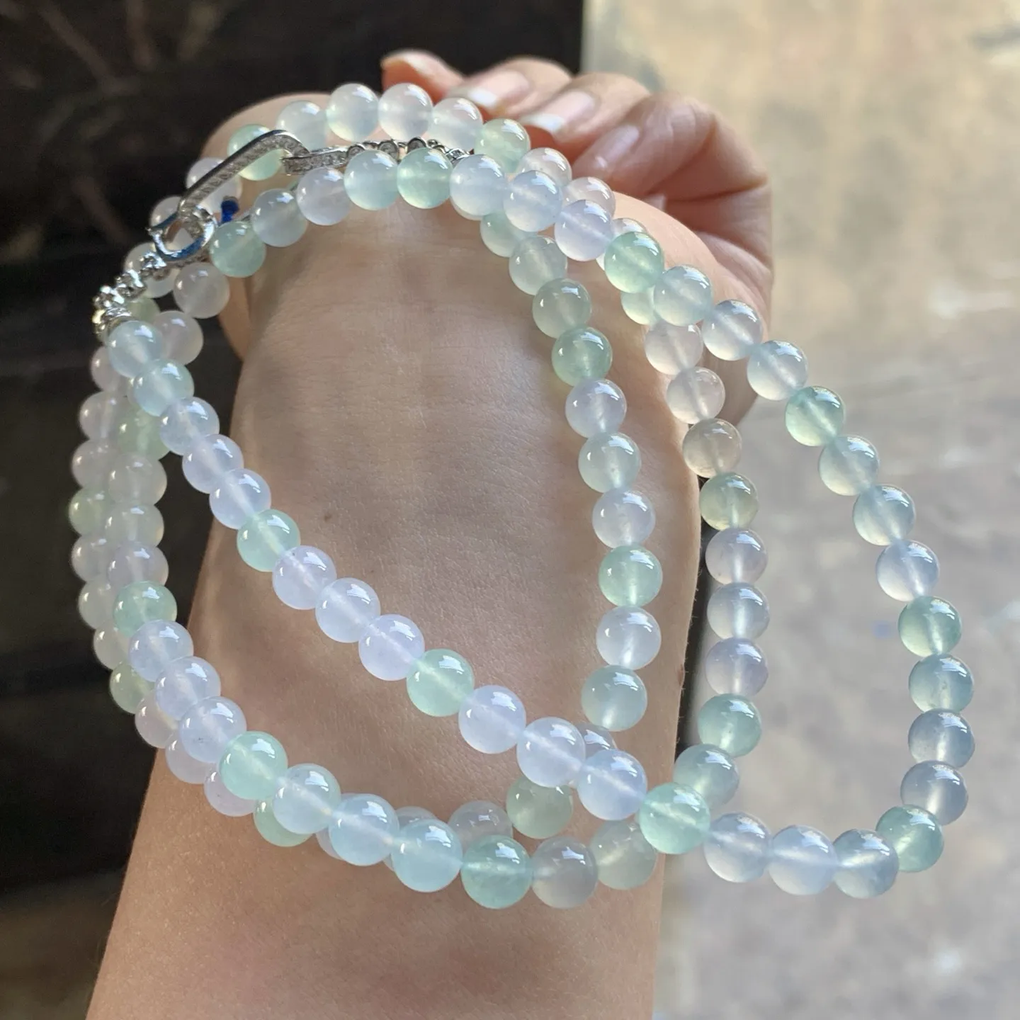 冰种晴水珠链^_^清新冰透 尺寸6