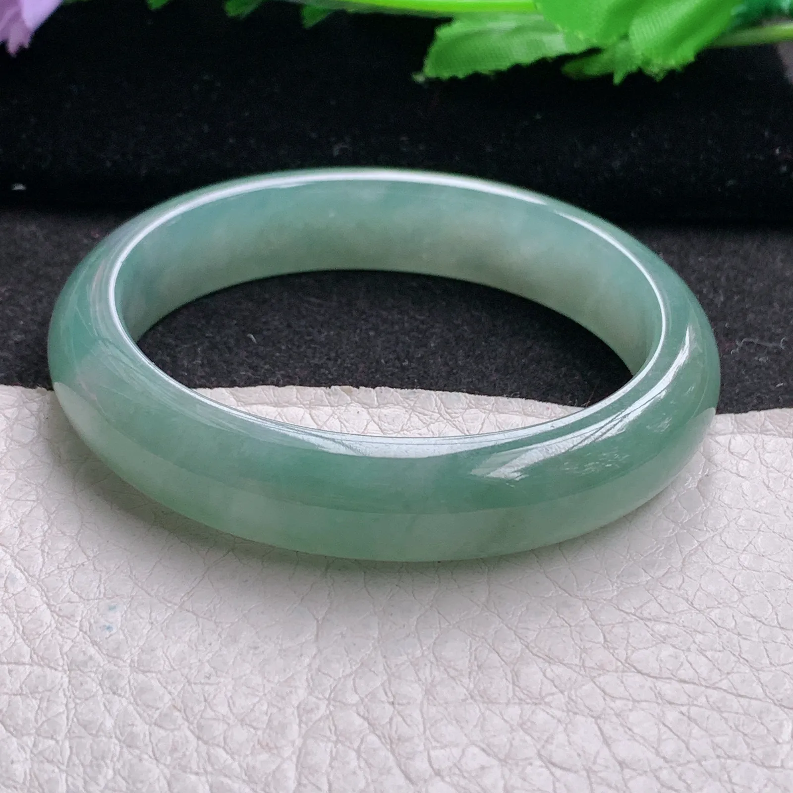 ee实拍53.5*50*12*7.4贵妃镯 缅甸翡翠精美冰油椭形宽边玉手镯 玉手环