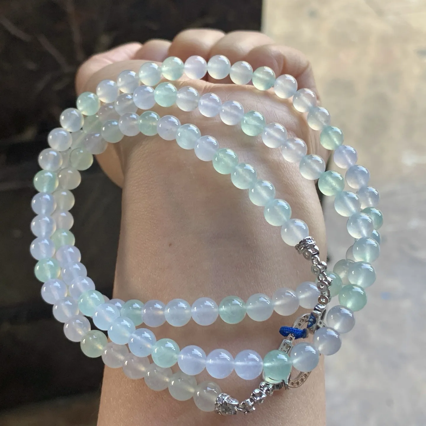 冰种晴水珠链^_^清新冰透 尺寸6