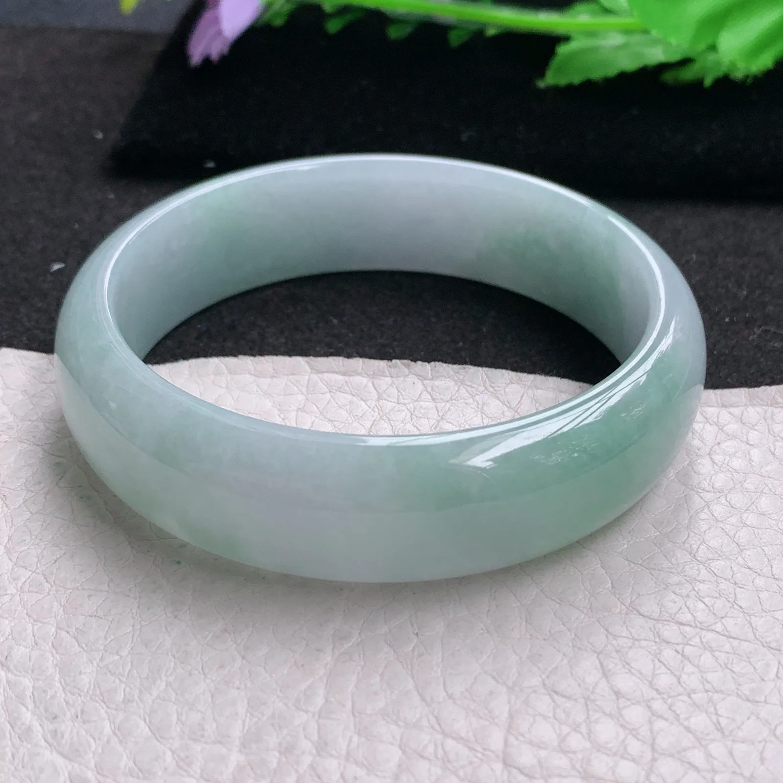 nr大圈口59*16.5*7轮胎镯 缅甸翡翠a货玉手镯清新大气宽边玉手环