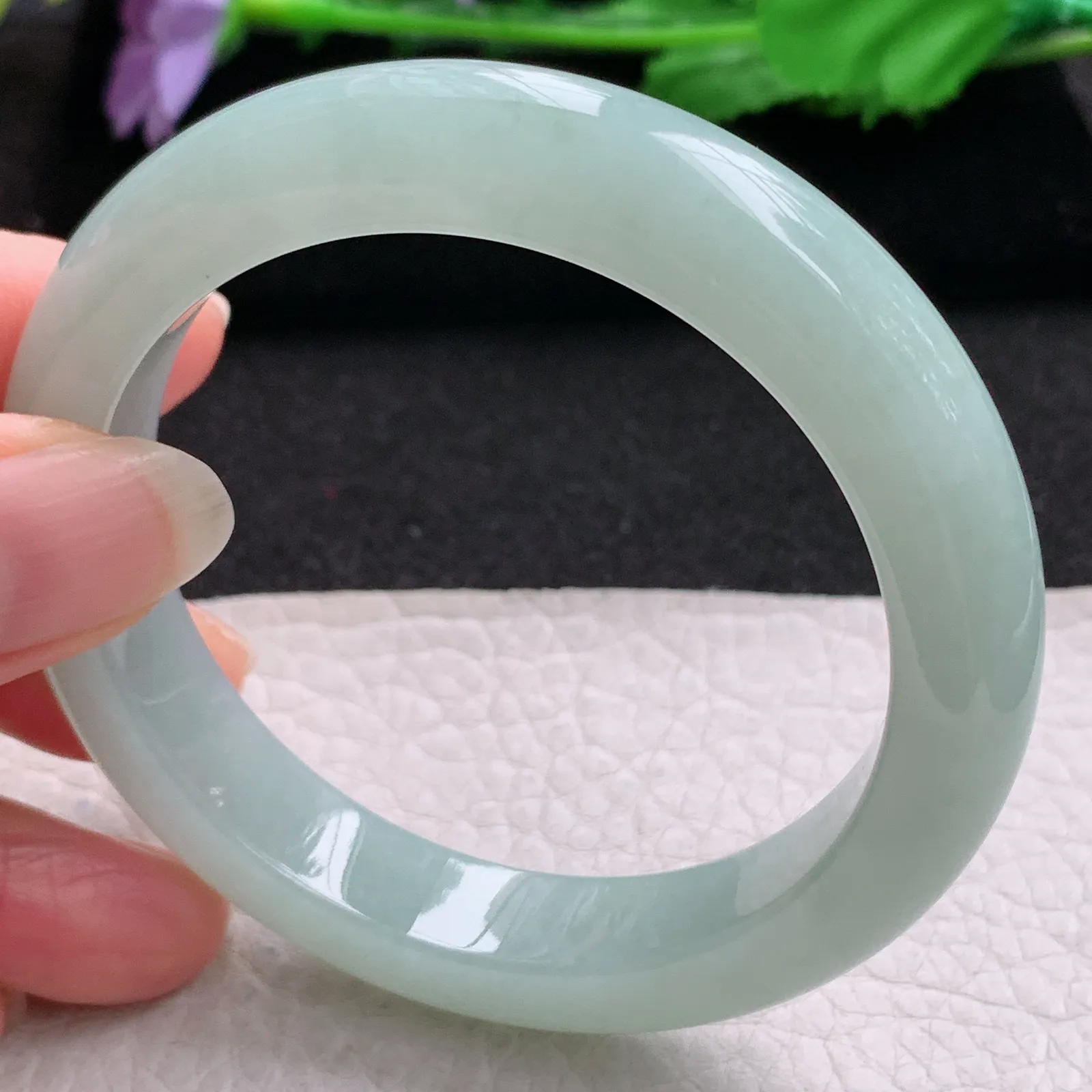 ee实拍54.5*11.5*8.8平安镯 缅甸翡翠a货玉手镯冰晴清秀宽边玉手环