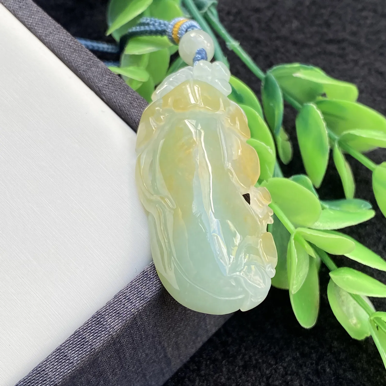 推荐【冰润双彩福瓜】黄加绿，细腻，厚装，无纹裂，50*23*11.2