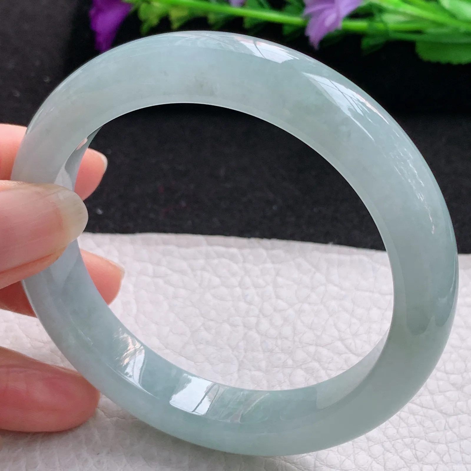 nr大圈口60*12.2*9平安镯 缅甸翡翠a货玉手镯冰润宽边玉手环