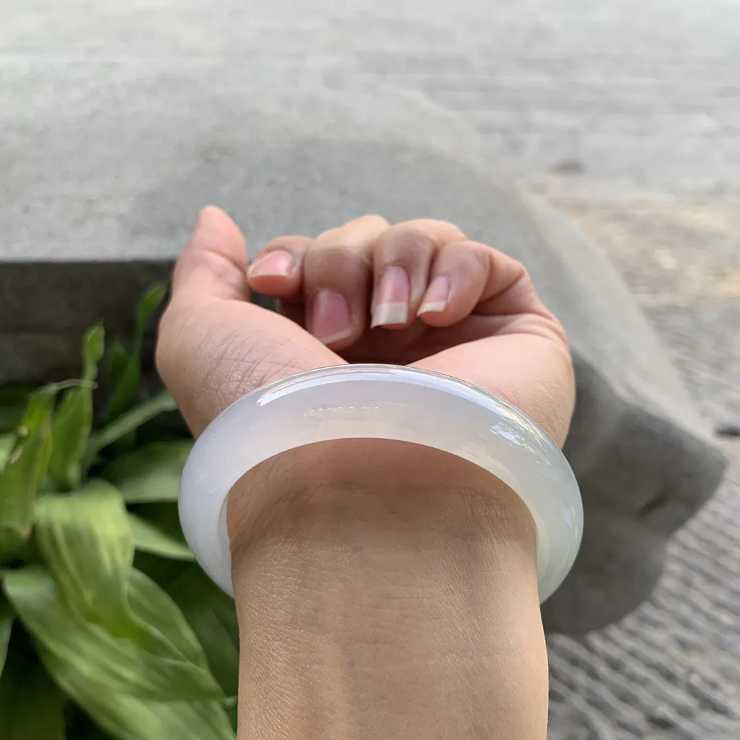 圈口54.6-12.4-8.4【冰种晴正圈手镯】正圈54 55可戴