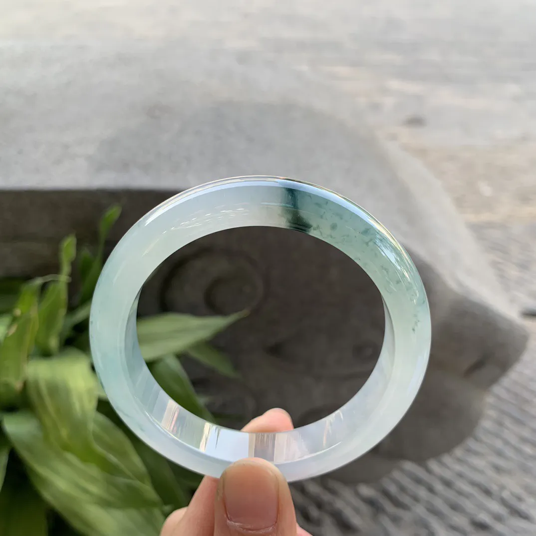 圈口57.8-12.8-8.8 【高冰飘花正圈手镯】正圈57 58可戴 冰透水润